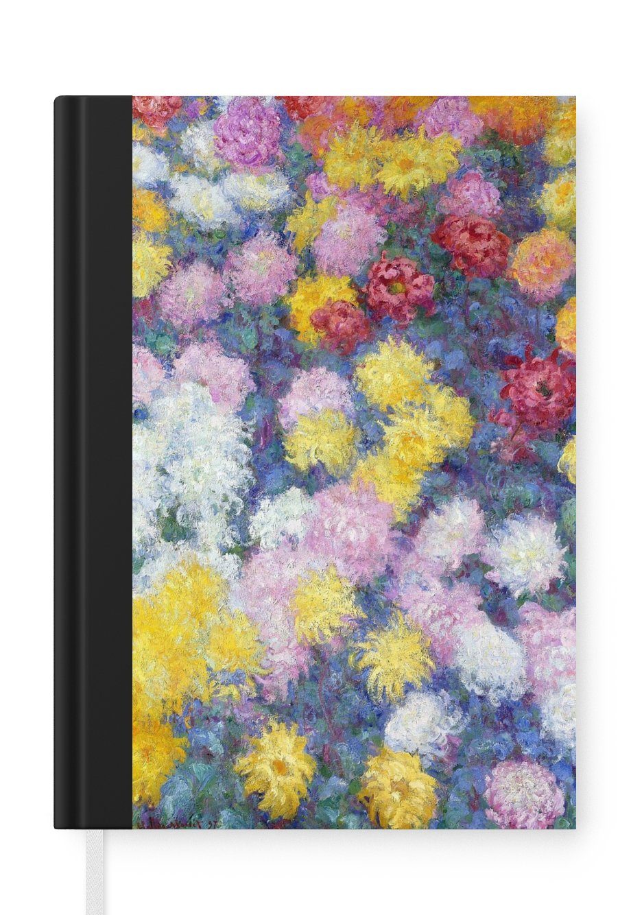 MuchoWow Notizbuch Chrysanthemen - Gemälde von Claude Monet, Journal, Merkzettel, Tagebuch, Notizheft, A5, 98 Seiten, Haushaltsbuch