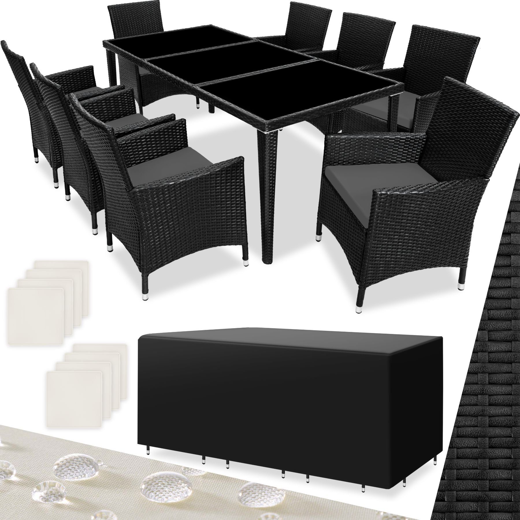 tectake Sitzgruppe Monaco, (Set, 9-tlg), Tisch- und Stuhl Set