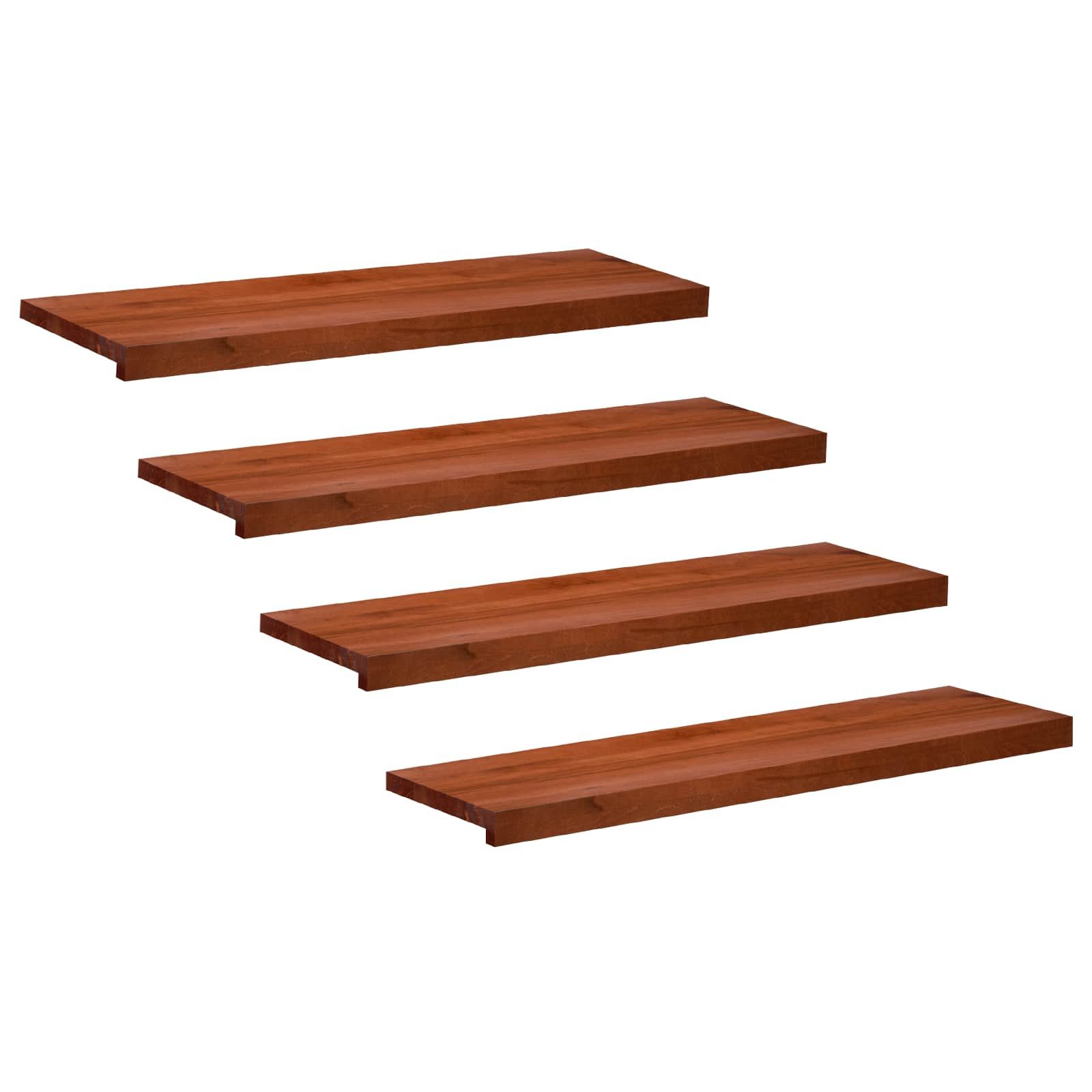 vidaXL Stufenmatte Treppenstufen 4 stk. 90 x 30 x 2 cm Braun Massivholz Buche, Höhe: 2 mm