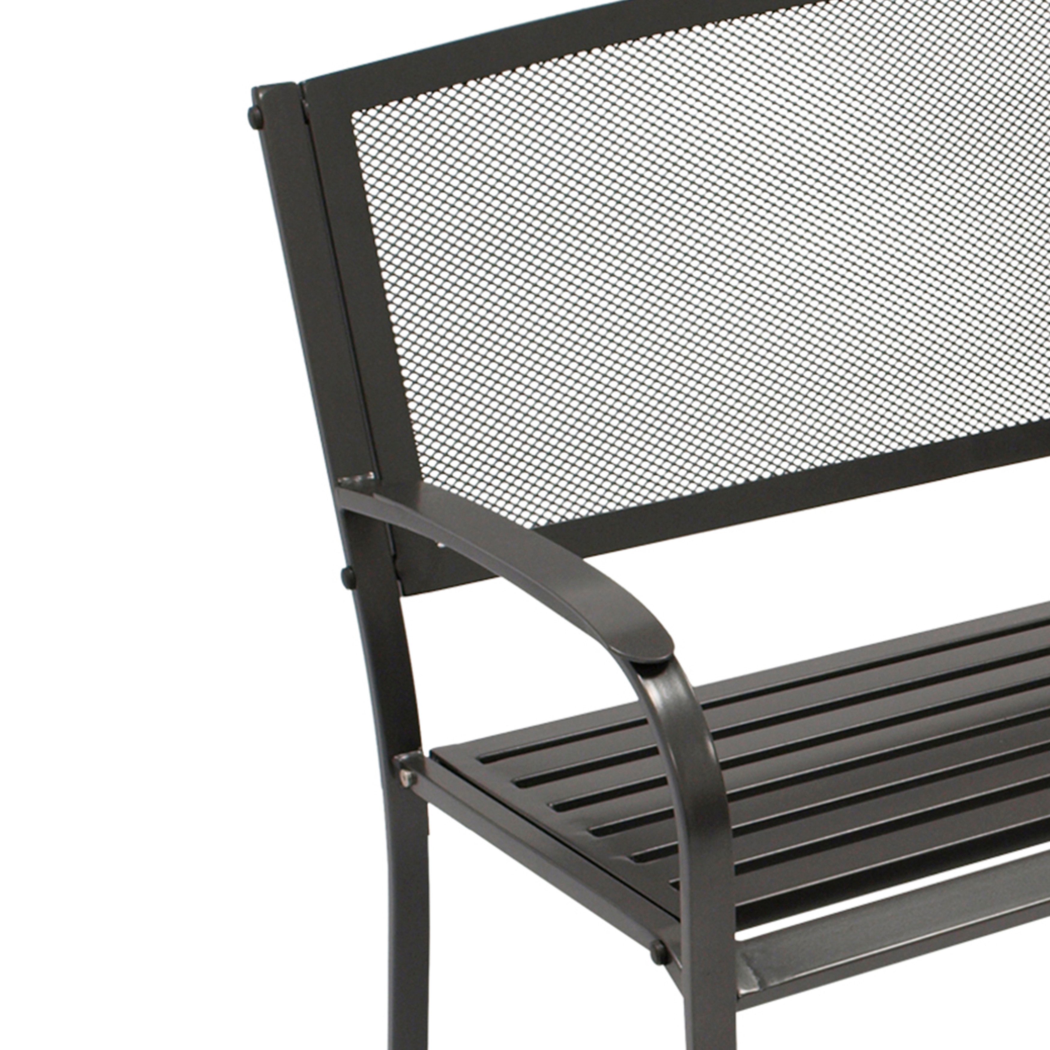 TPFGarden Gartenbank GLASGOW (Outdoor Bank - Holzbank 2-Sitzer - Stahlbank, Metallbank aus Streckmetall anthrazitgrau), Hochwertige Bank mit den Maßen (BxHxT): 119 x 90 x 64 cm
