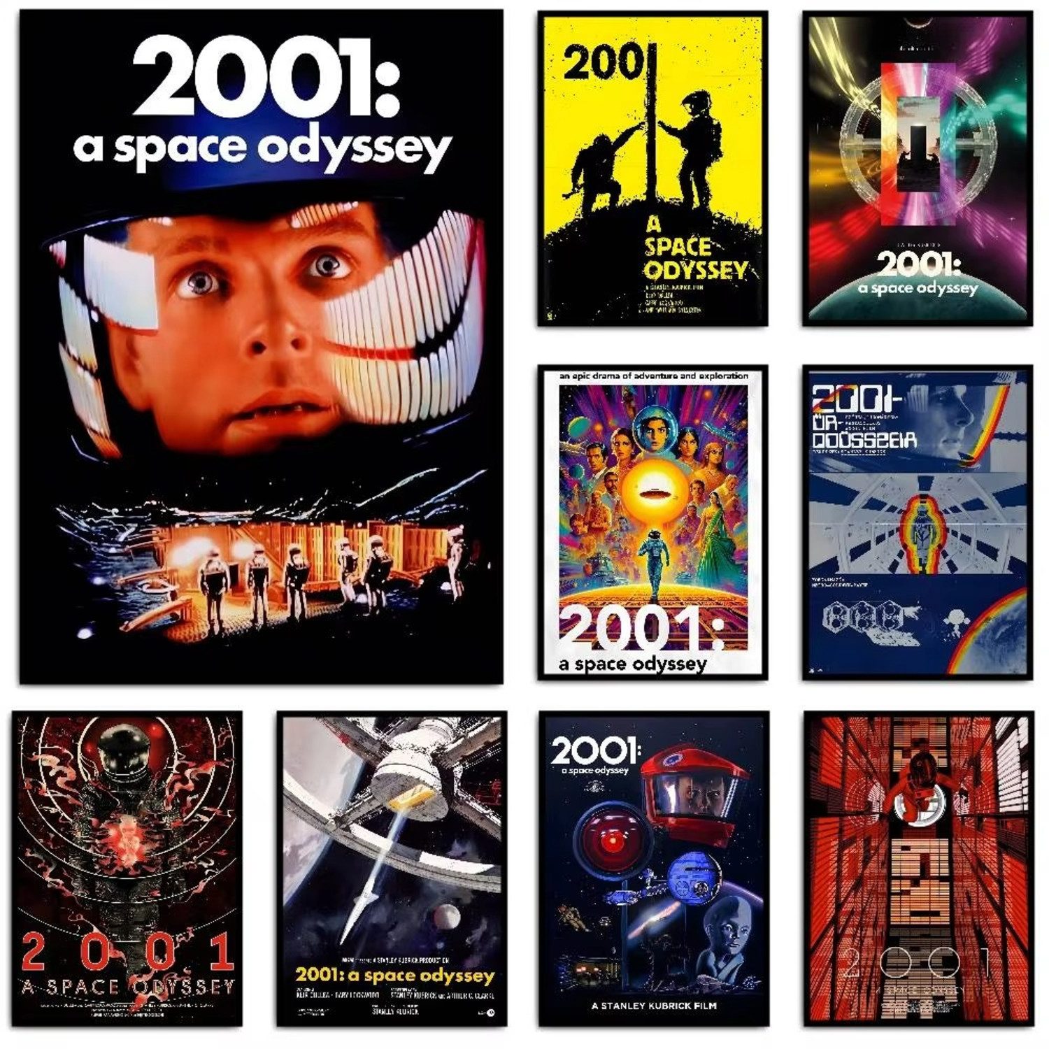 TPFLiving Kunstdruck OHNE RAHMEN, 2001 - A Space Odyssey Filmplakat - (Leinwandbild XXL), Farben: Farben: schwarz, gelb, rot -Größe: 50x70cm