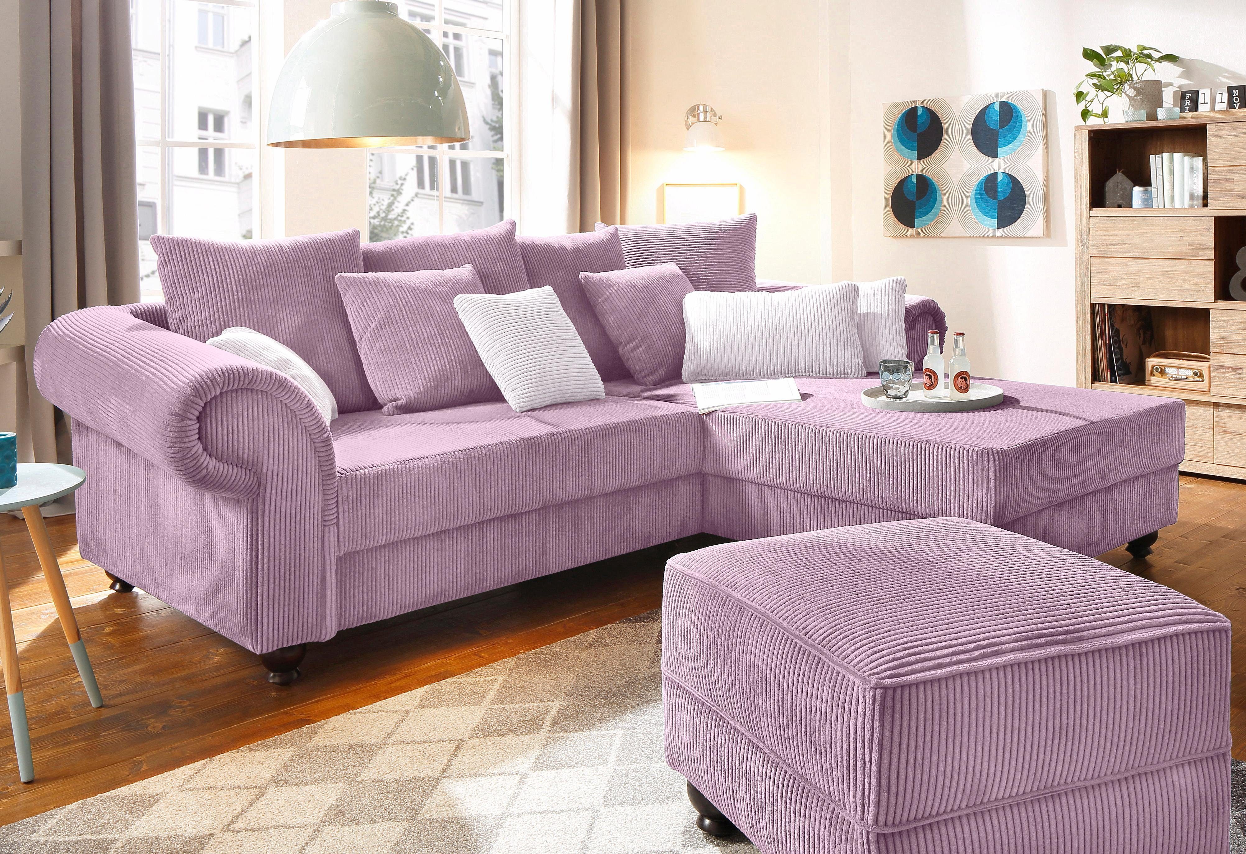 Home affaire Ecksofa King George King Henry, Mega Sofa, Breite 260cm, L-Form, mit Federkern, in legerer Polsterung und vielen Kissen