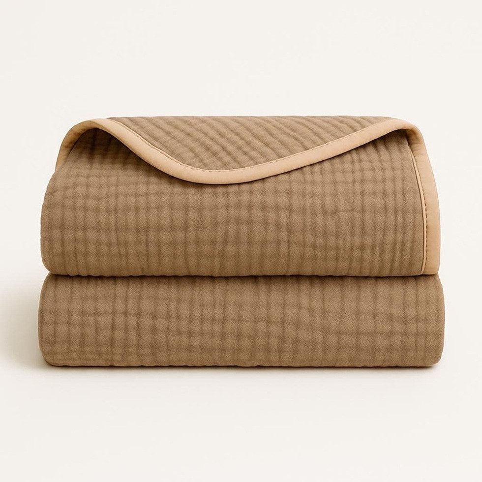 Plaid Musselin Plaid aus Biobaumwolle in Warm Taube, Sandiik, Made in Stuttgart / Deutschland