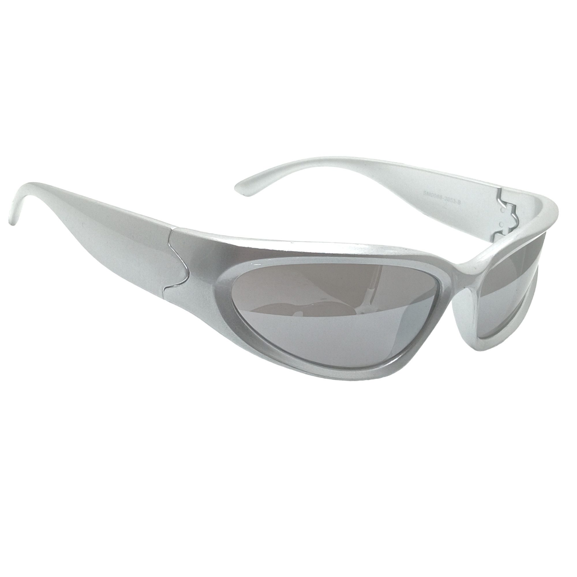 LUXXADA Sonnenbrille (Sportbrille schnelle Brille in Silber Bikerbrille mit Hardcase) Gestell Silber, Gläser Silber Verspiegelt, Wrap Around Radbrille