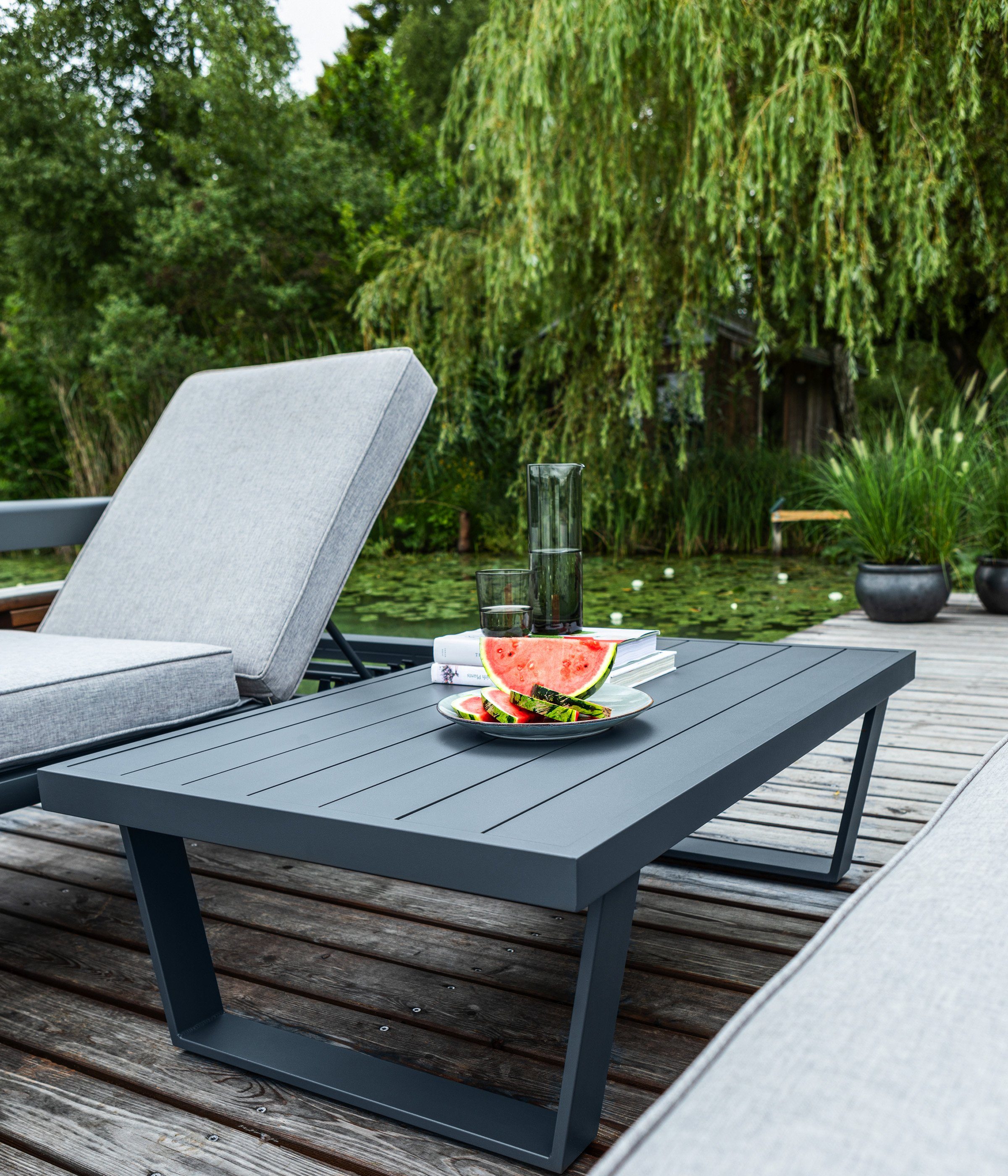 Vielseitig Gartentisch hochwertigem Polster, Bellevue inkl. Gartenlounge 3-teilig, Aluminium-Gestell anwendbare Dehner Lounge mit