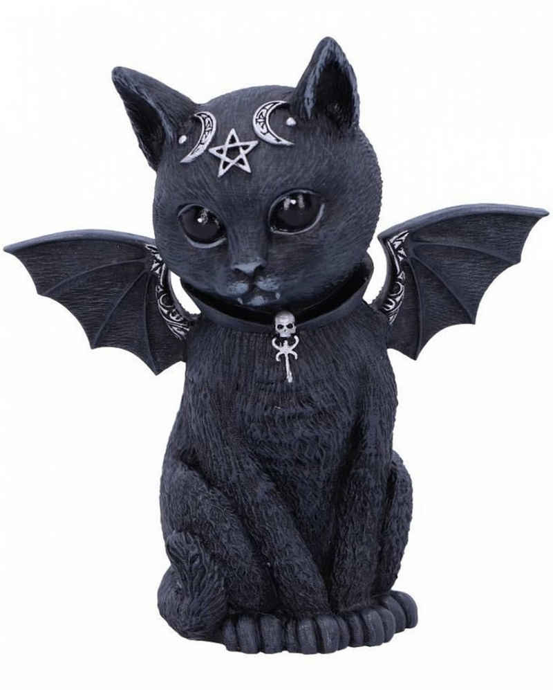 Horror-Shop Dekofigur Schwarze Malpuss Katze mit Flügel im Okkult Design