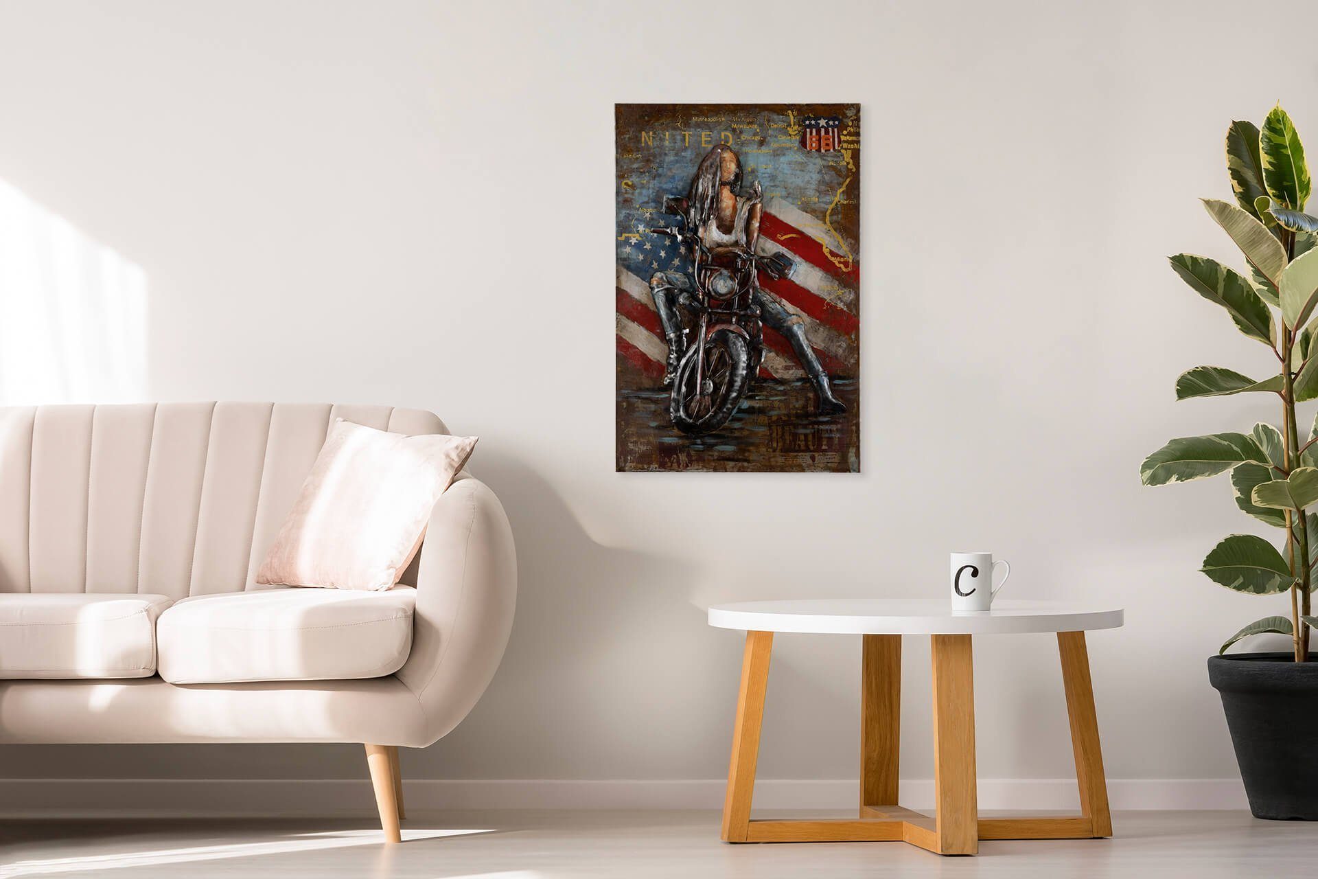 Wandrelief KUNSTLOFT 3D Girl 60x90 cm, Metallbild American handgefertiges