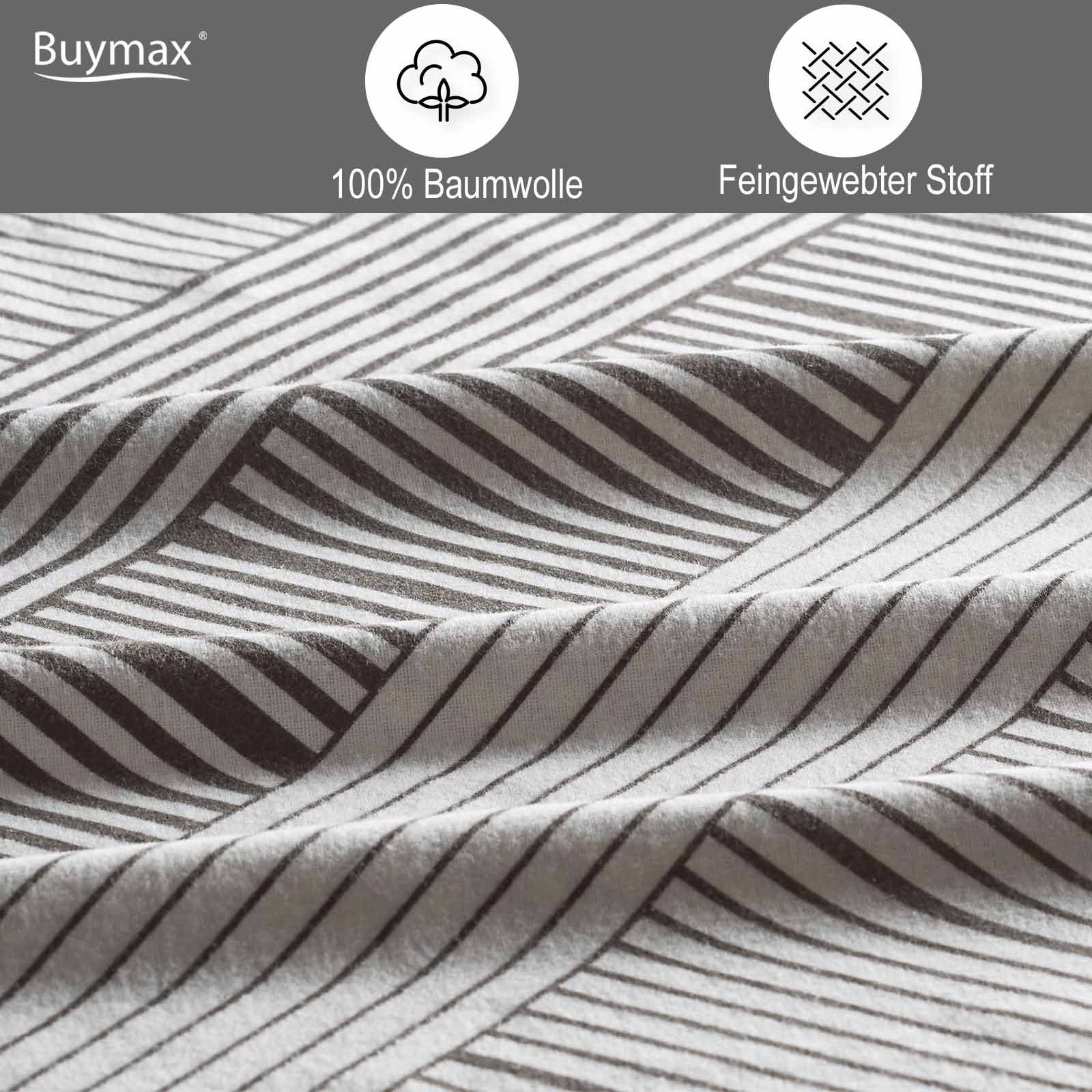 Buymax Bettwäsche, Biber, 2 teilig, 135x200 cm Flanell 100% Baumwolle Winterbettwäsche mit Reißverschluss