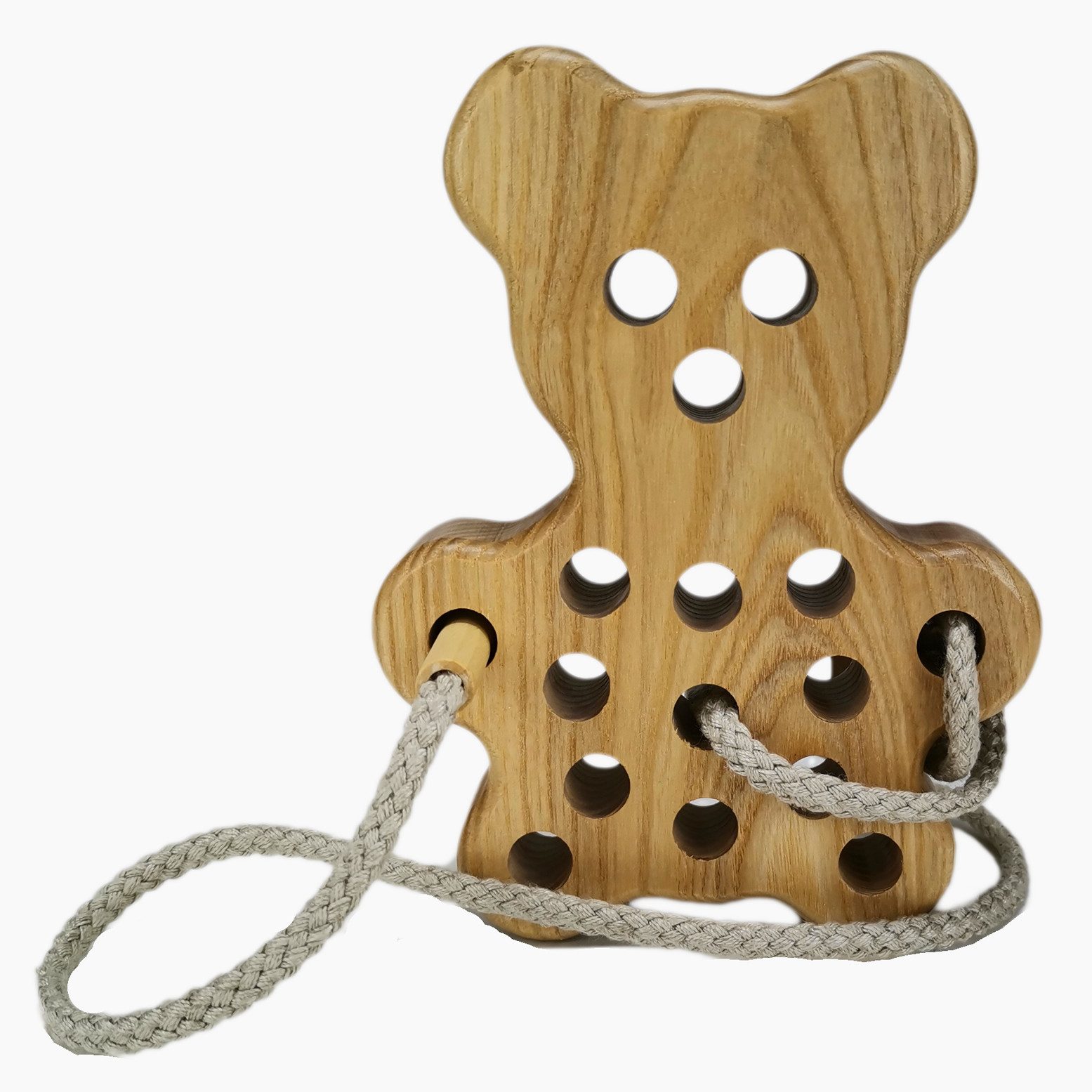 Lotes Toys Kinder-Nähmaschine Holz Fädelspiel Bär, (packung, 1-tlg., spar packung), pädagogisch wertvolles Kinderspielzeug