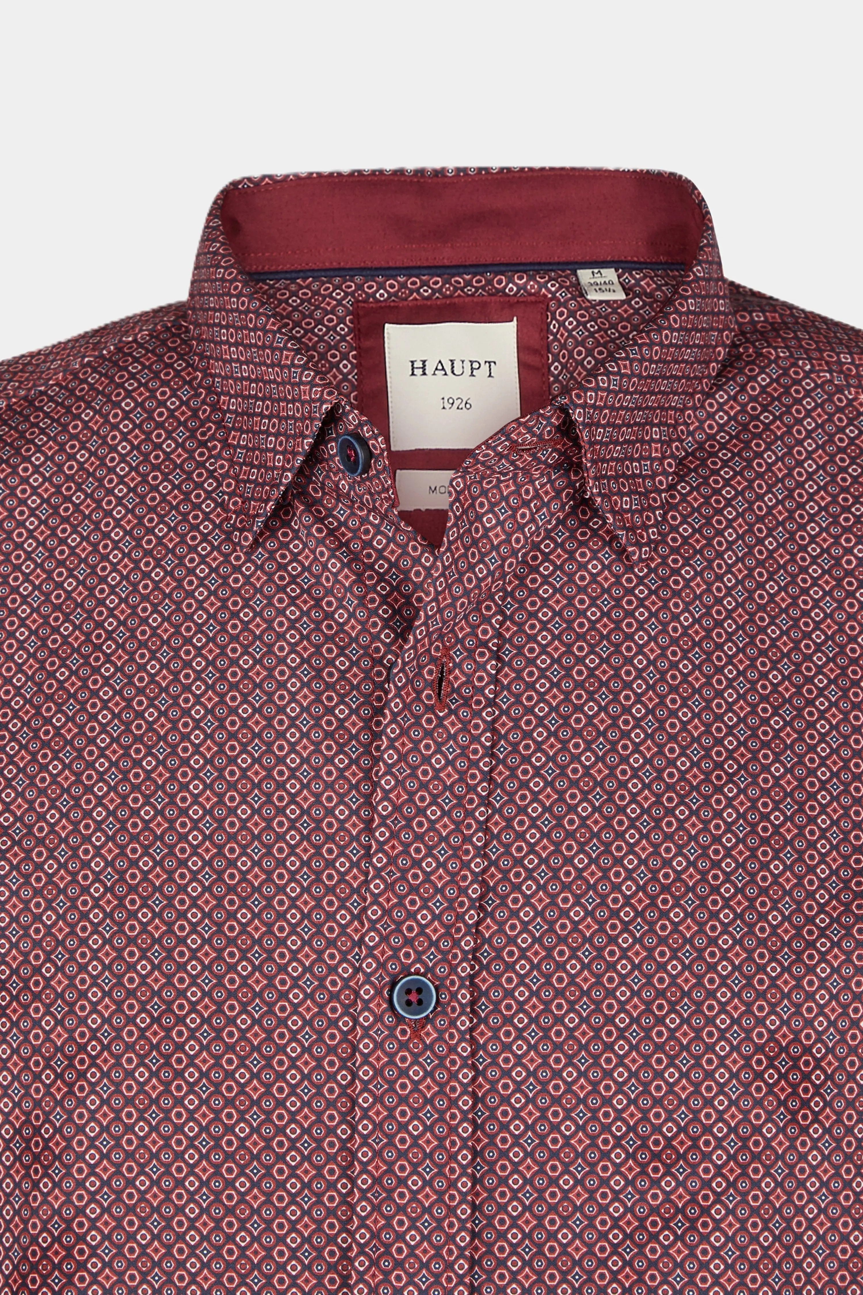 Langarmhemd Haupt Modern Fit Langarm Baumwoll-Herrenhemd mit Allover-Muster in