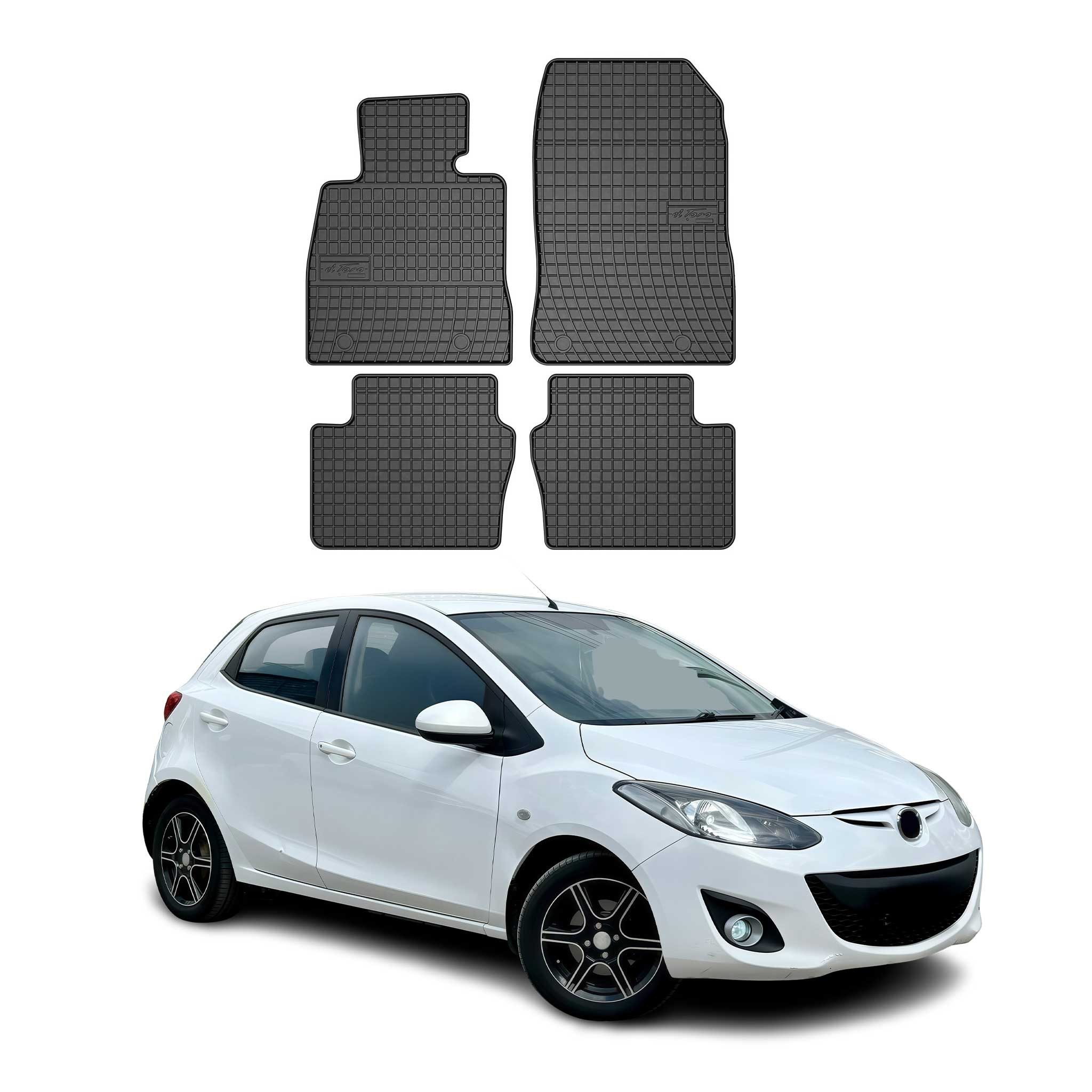 Auto-Fußmatten für Mazda 2 2014-2025 Gummimatten Schwarz 4 tlg