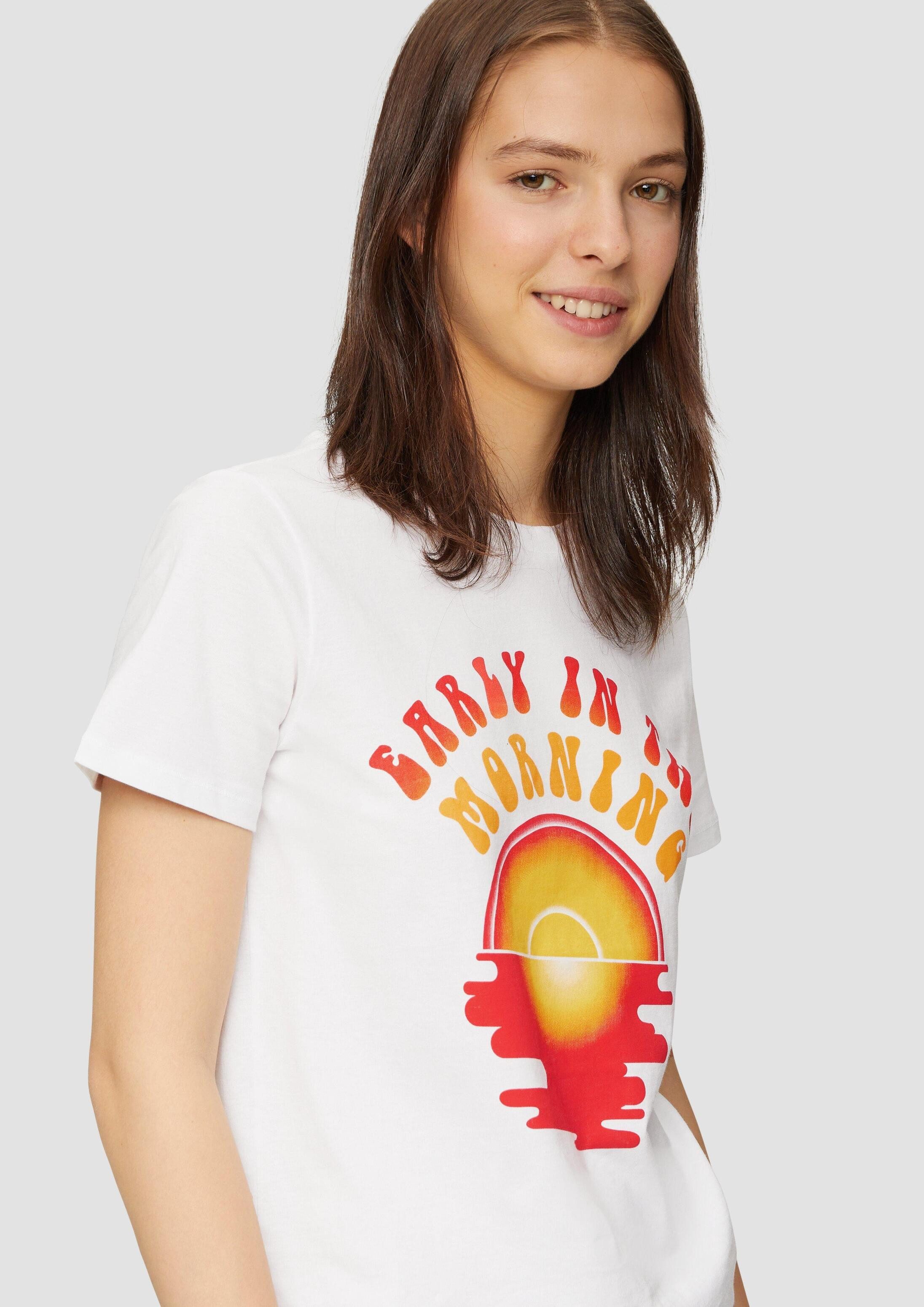 QS Kurzarmshirt T-Shirt Jersey-T-Shirt im Relaxed Fit mit Frontprint