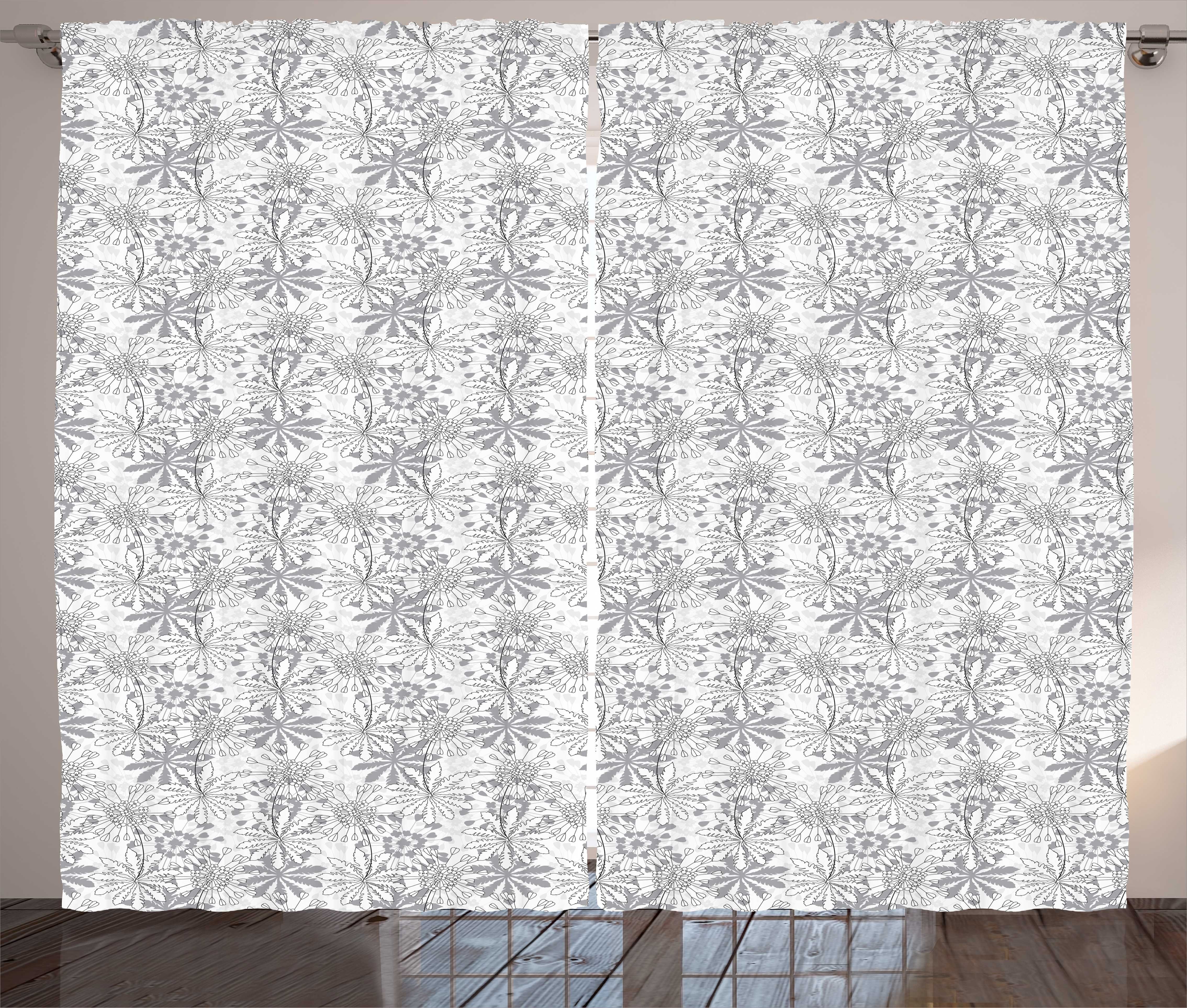 Gardine Schlafzimmer Kräuselband Vorhang mit Schlaufen und Haken, Abakuhaus, Blumen Abstrakte Blumen-Grafik