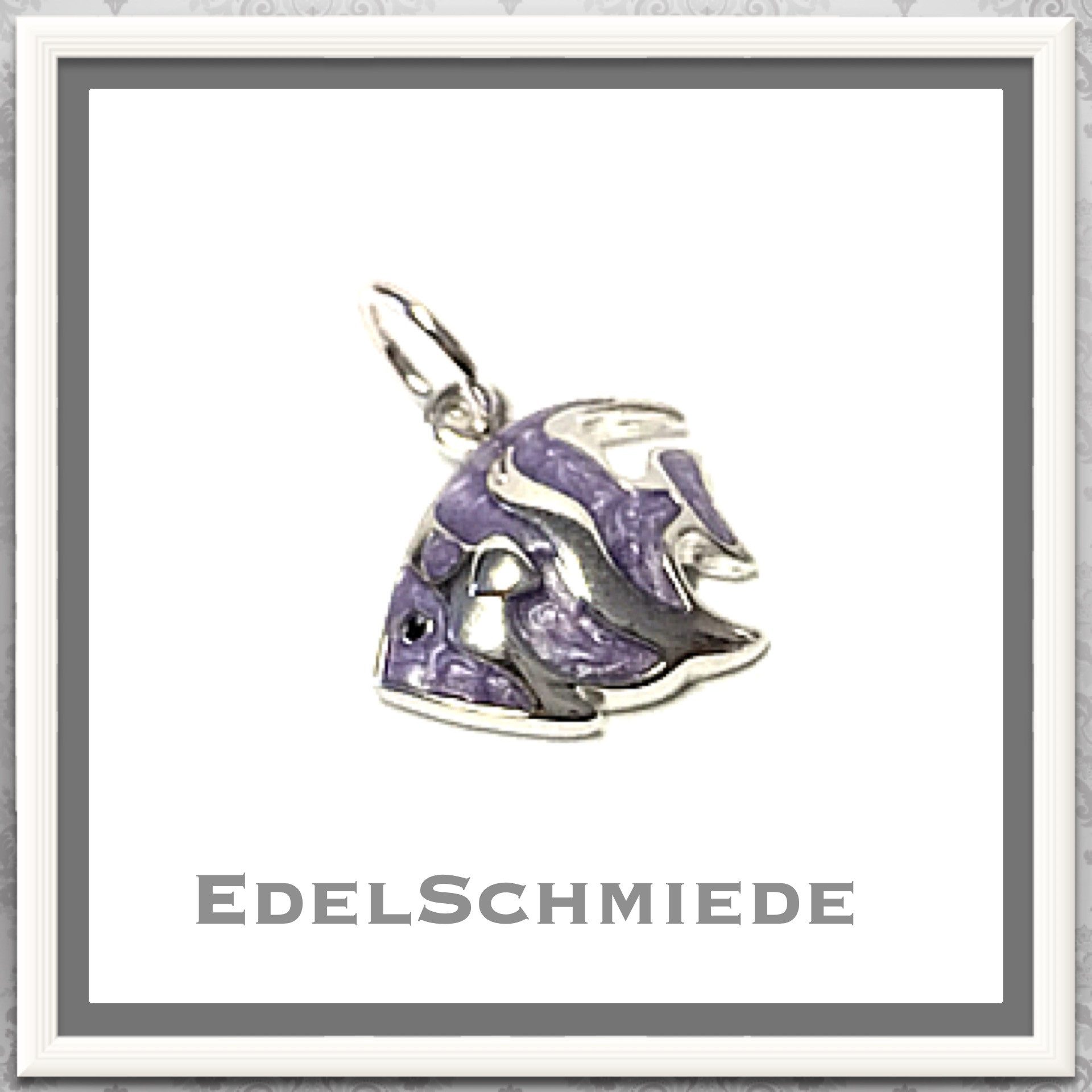 Kettenanhänger Edelschmiede925 kleiner Fisch als Kettenanhänger 925 Silber - lila