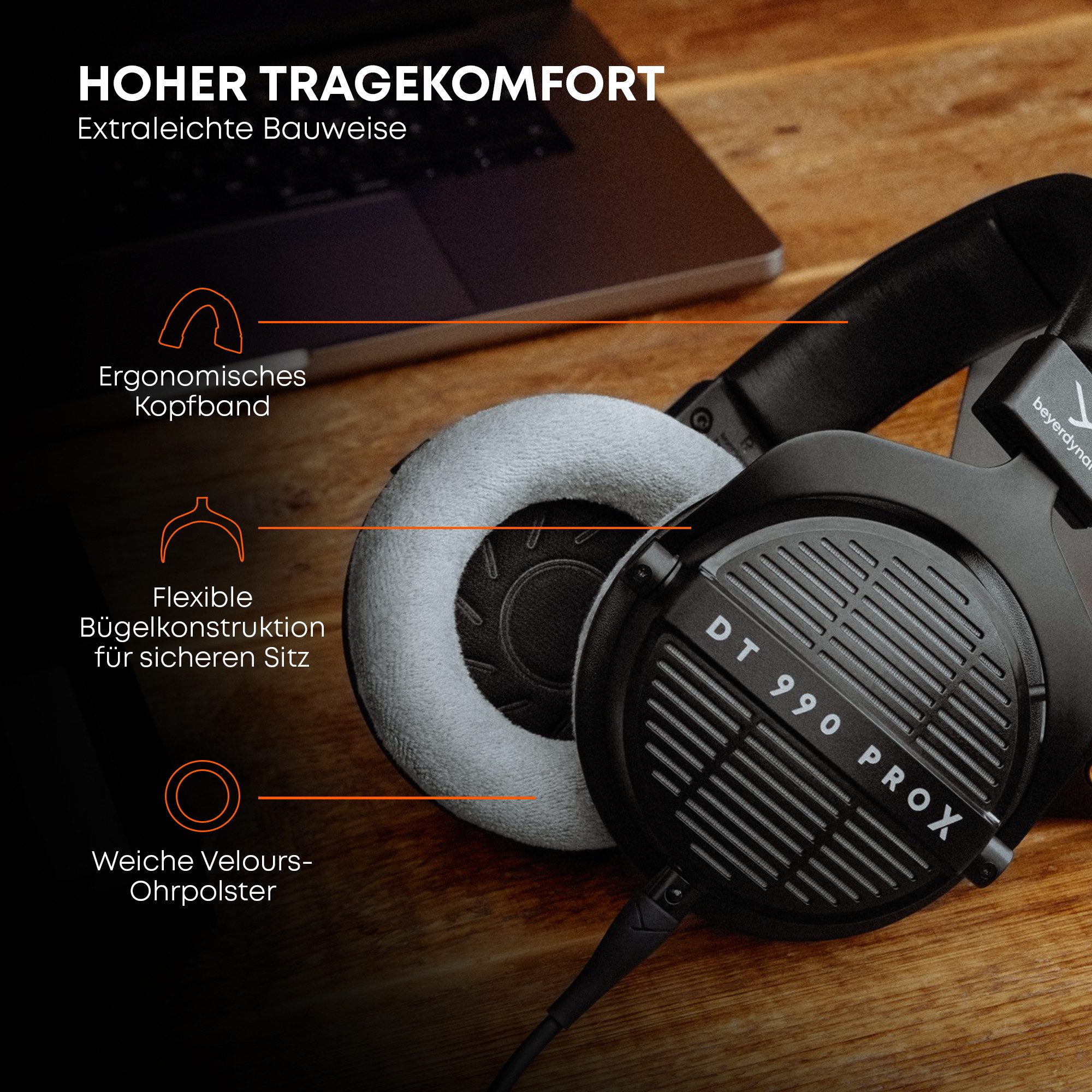 beyerdynamic DT 990 PRO X Over-Ear-Kopfhörer (Keine Sprachsteuerung, Ohrumschließender Studiokopfhörer, Made in Germany) – Bild 5 von 5