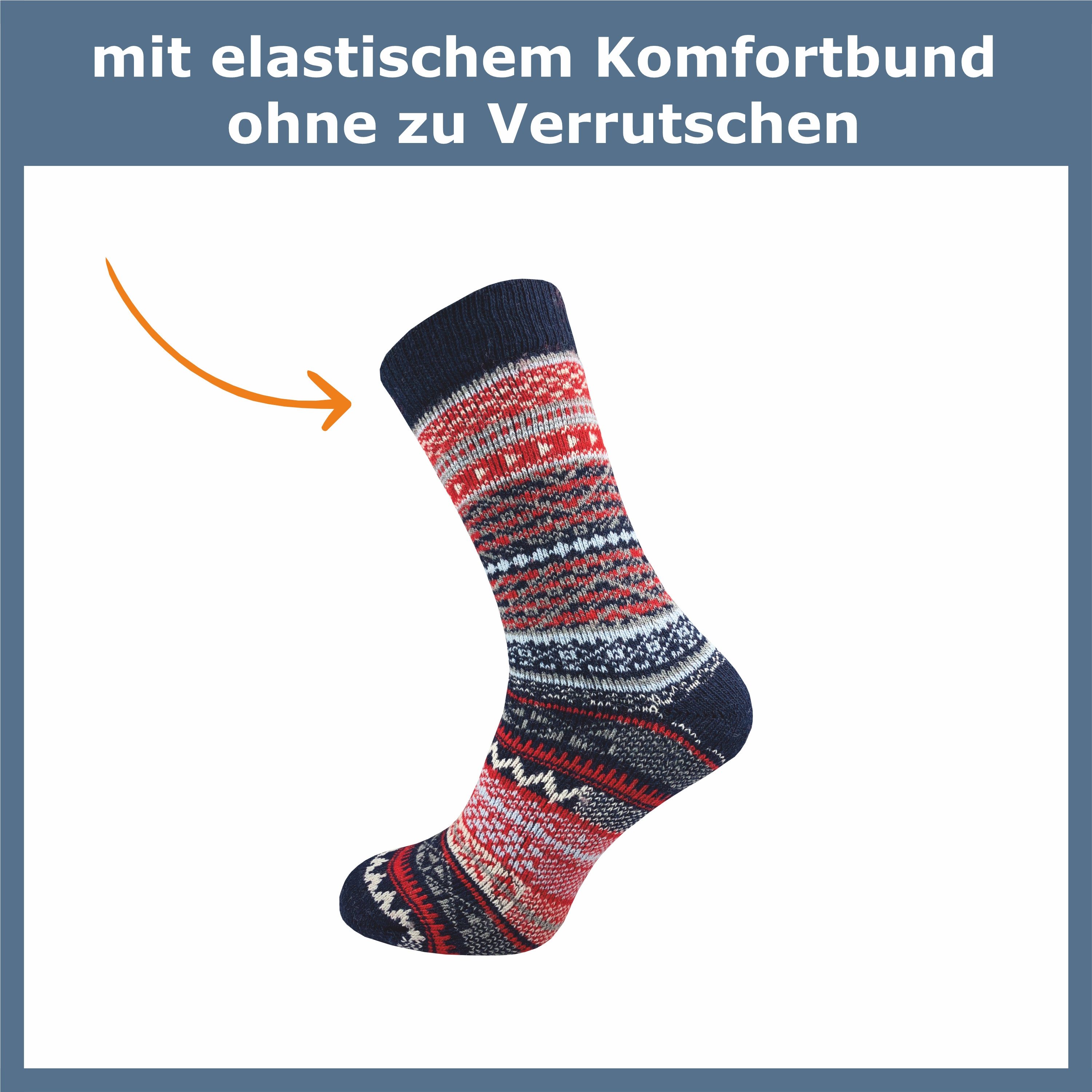 GAWILO Norwegersocken für Damen mit Wolle im skandinavischen Look (2 Paar) Extra warm & weich - Komfortbund ohne Gummidruck
