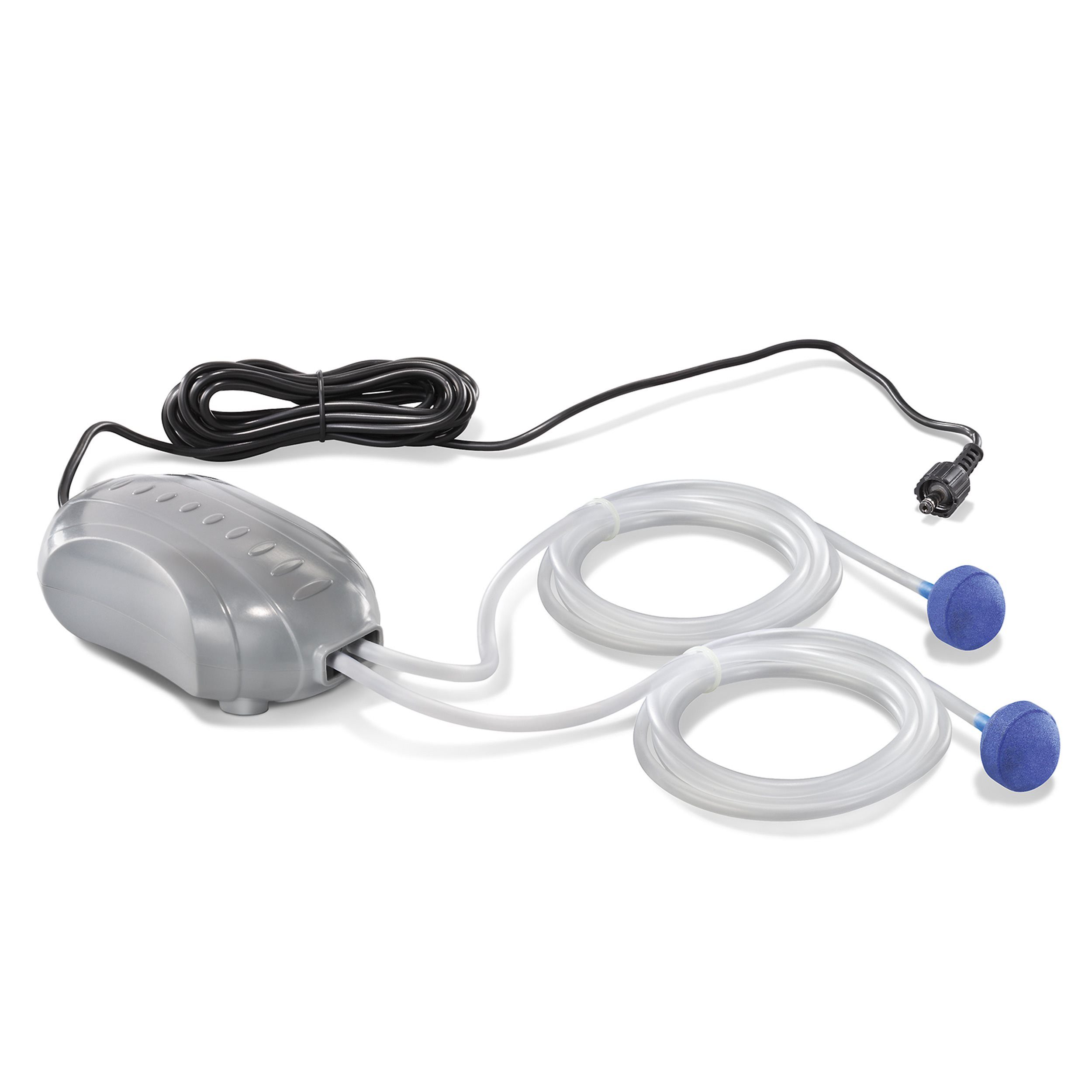 esotec Teichbelüfter DUO Air Einzelpumpe 6-9V/DC, 2 Ausgänge je 90l/h, 2x2m Schlauch 101884, (Komplettset)
