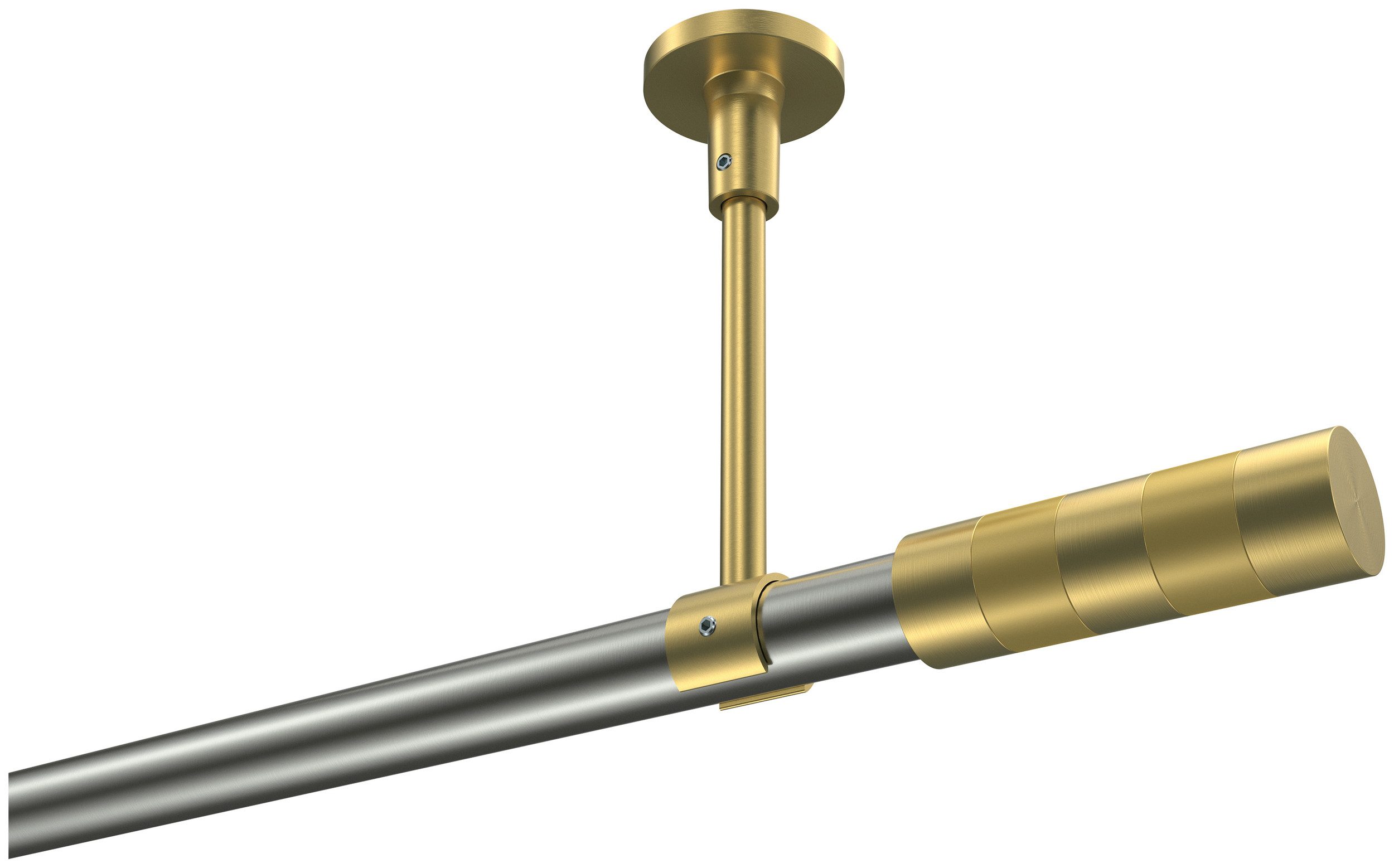 INTERDECO Gardinenstange Sonette Mavell, Ø 20 mm, 1-läufig, Fixmaß, kürzbar, Deckenmontage, Metall, Edelstahl-Optik / Messing-Optik / Bicolor