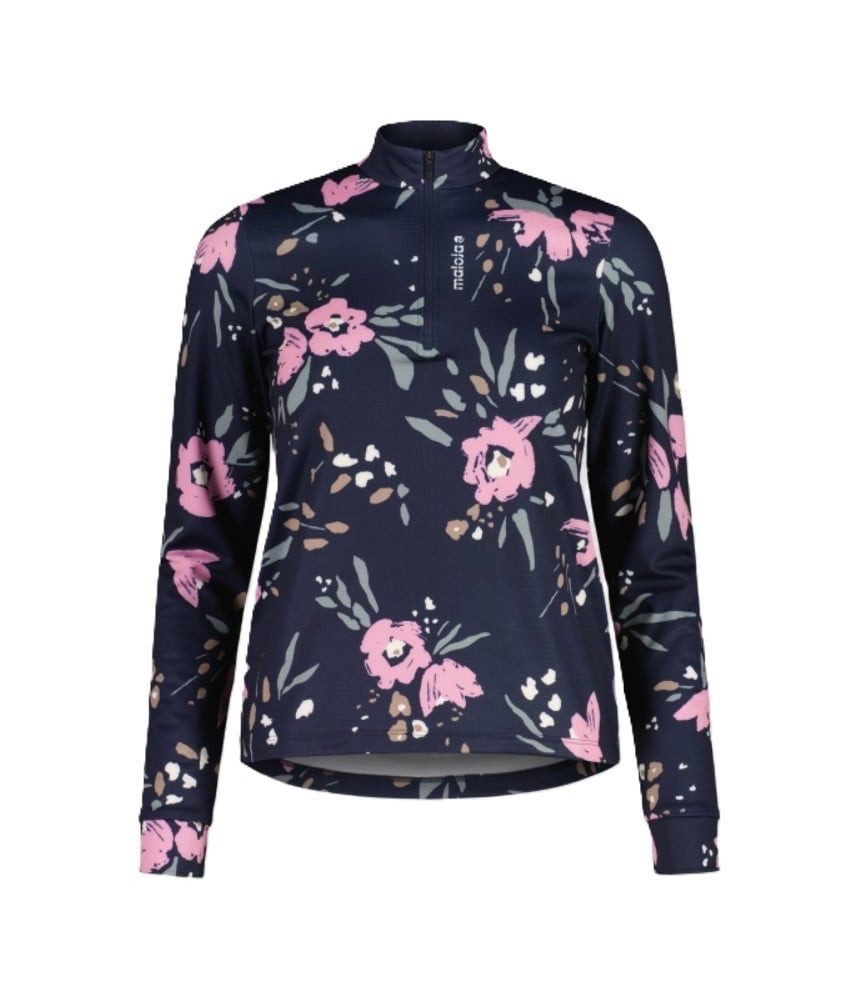 Maloja Langarmshirt SawangM Adventure Midlayer Shirt (warm, 4-Wege-Stretch) navyblau/blume