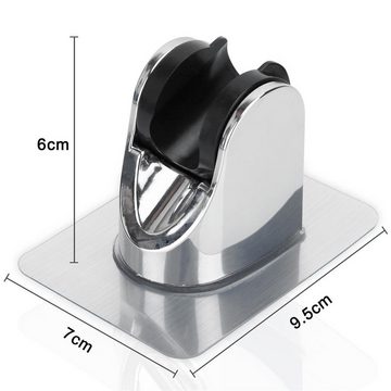Intirilife Brausehalter Verstellbarer Duschkopfhalter zum Kleben Silber, Handbrause Halterung ohne Bohren - 9.5 cm x 7 cm