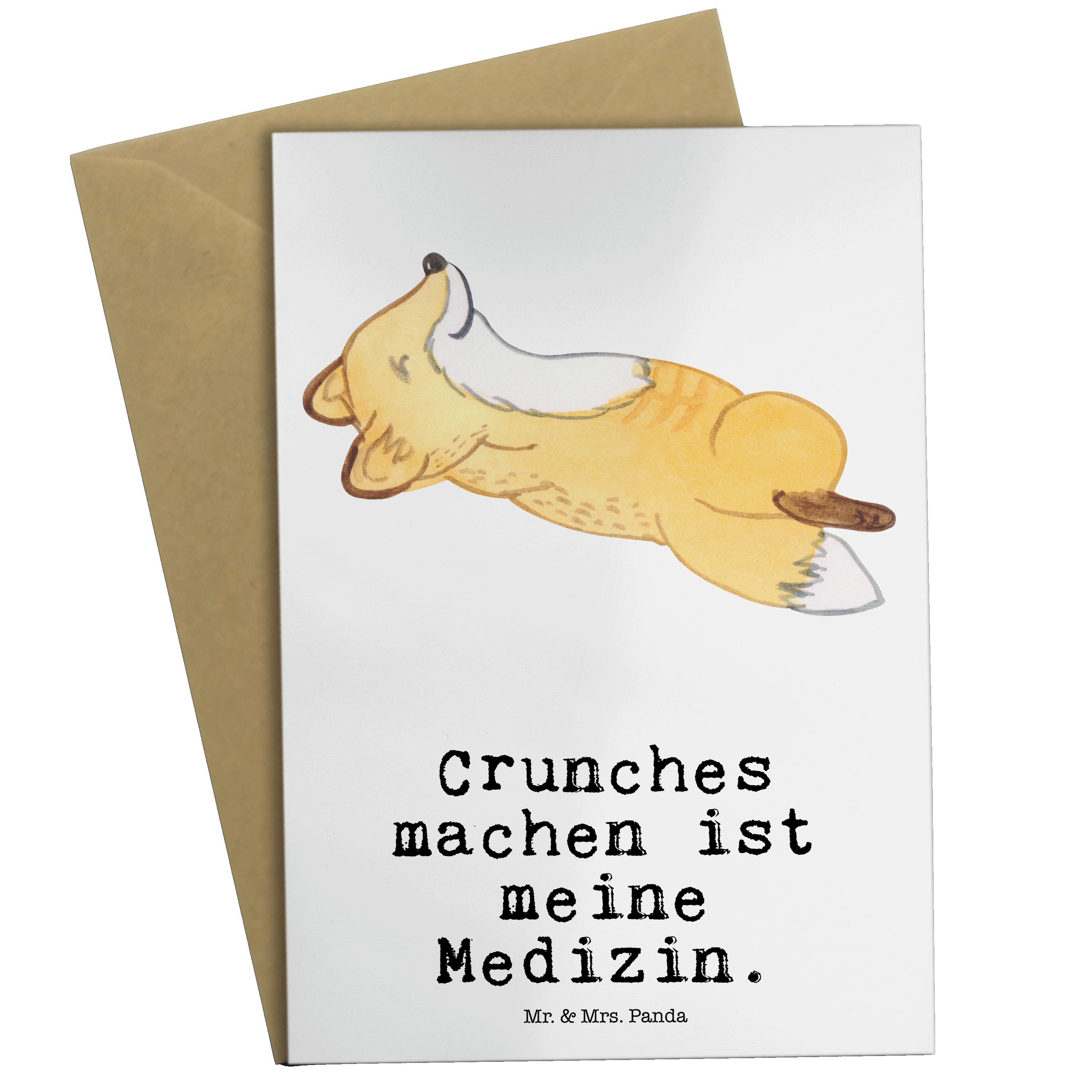 Mr. & Mrs. Panda Grußkarte Fuchs Crunches Medizin - Weiß - Geschenk, Sportart, Glückwunschkarte