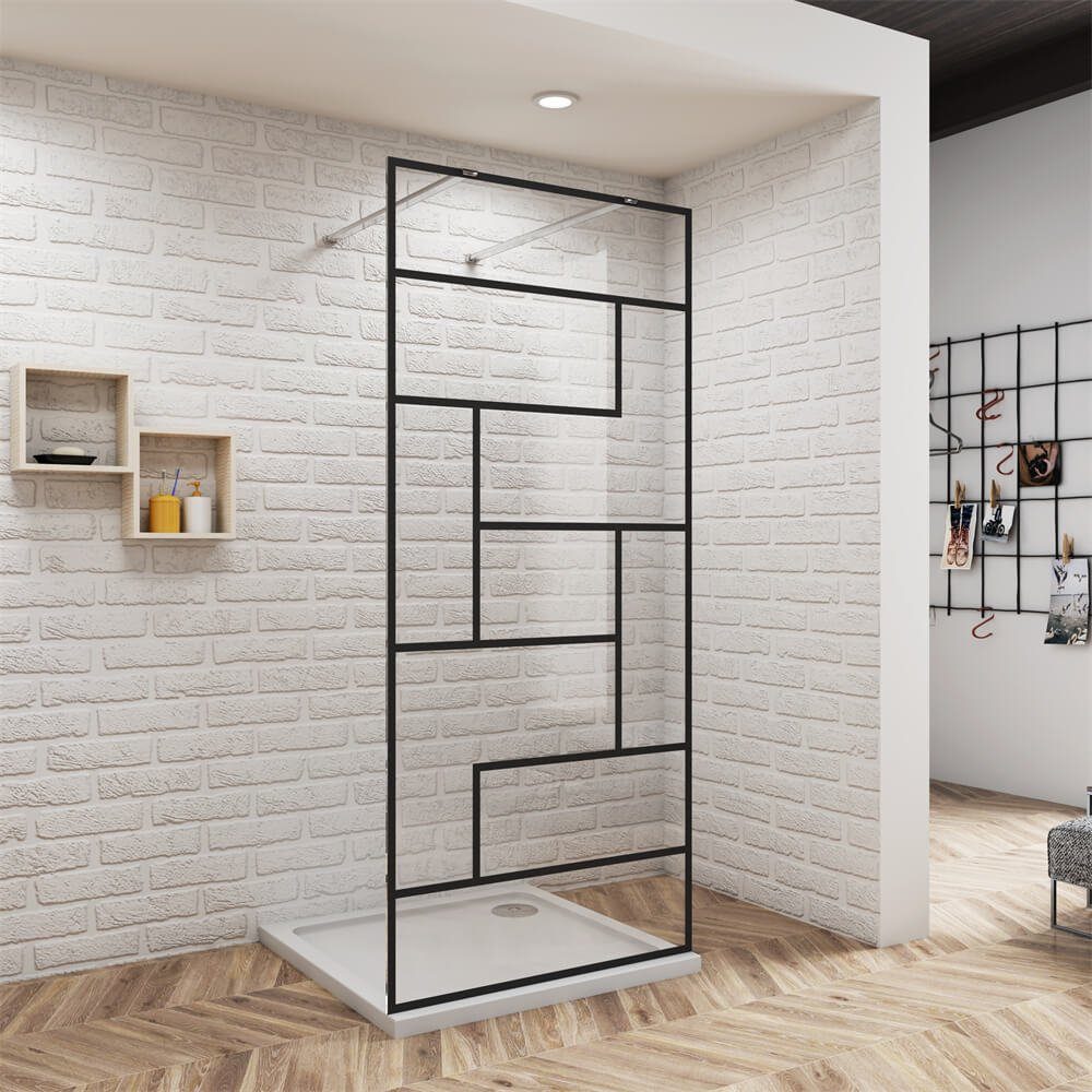 duschspa Duschwand Walk in Dusche Glaswand Duschwand Trennwand mit 140cm Stange, (Set), Nano Glas