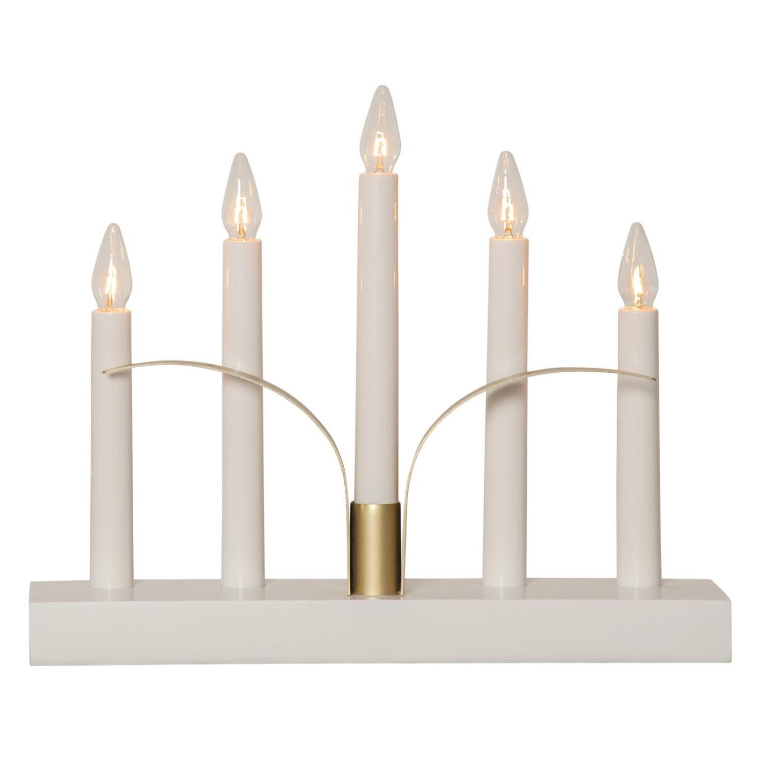 MARELIDA Fensterleuchter Fensterleuchter 5flammig E10 Glühlampen Weihnachsbeleuchtung 25cm weiß, Glühlampe