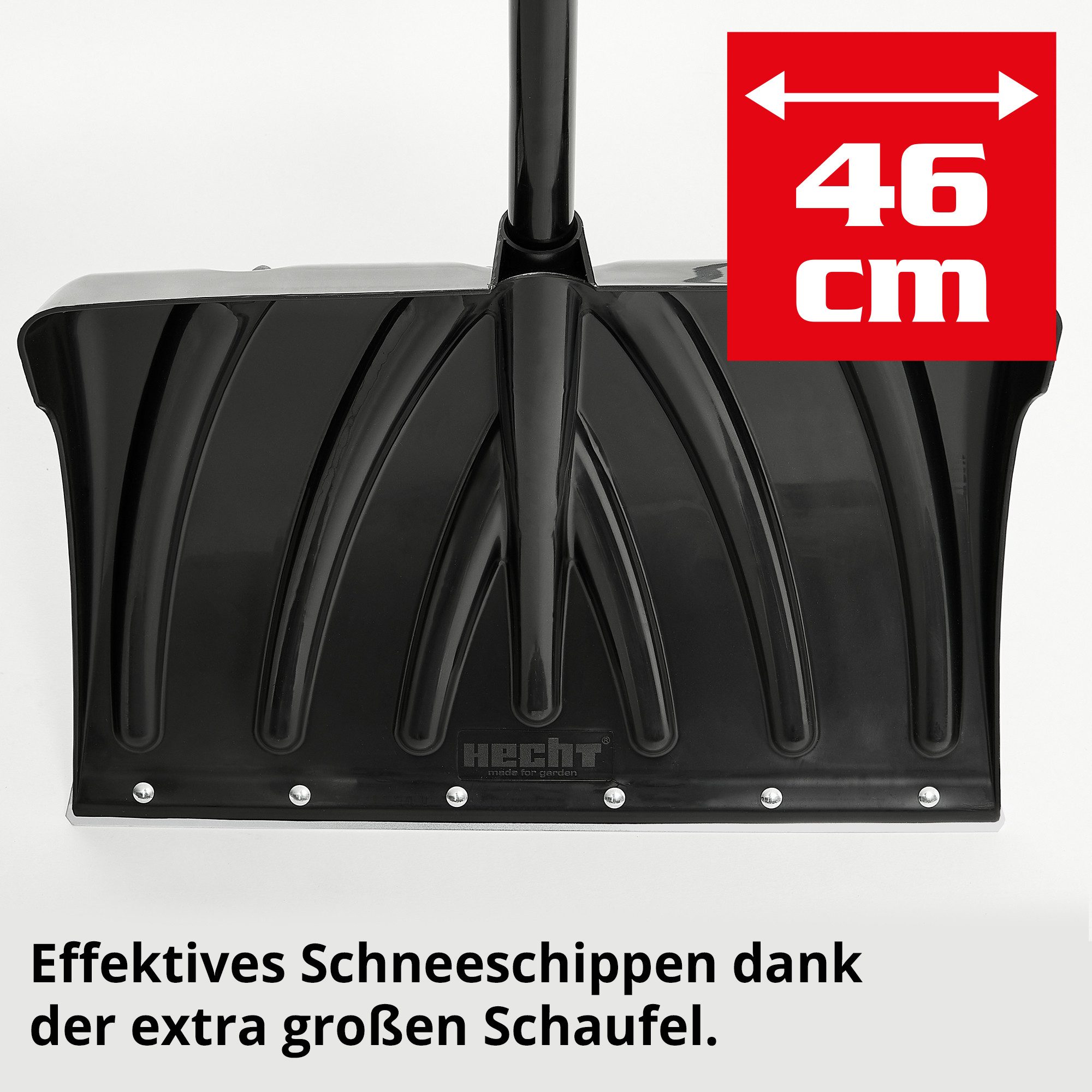 Hecht Schneeschieber 460 GT Schneeschaufel mit Stahlkante & Kunststoffschild, 46 cm Arbeitsbreite, mit 106 cm langem Stiel, (1-tlg), Schneeräumer für Gehweg, Ei – Bild 4 von 5