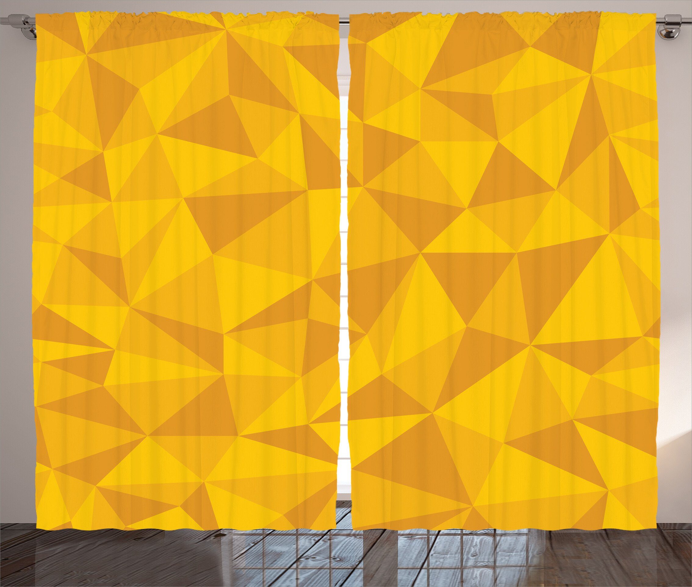 Gardine Haken, Schlafzimmer und Kräuselband Gelb Abstrakte Abakuhaus, Schlaufen mit Mosaik-Entwurf Vorhang