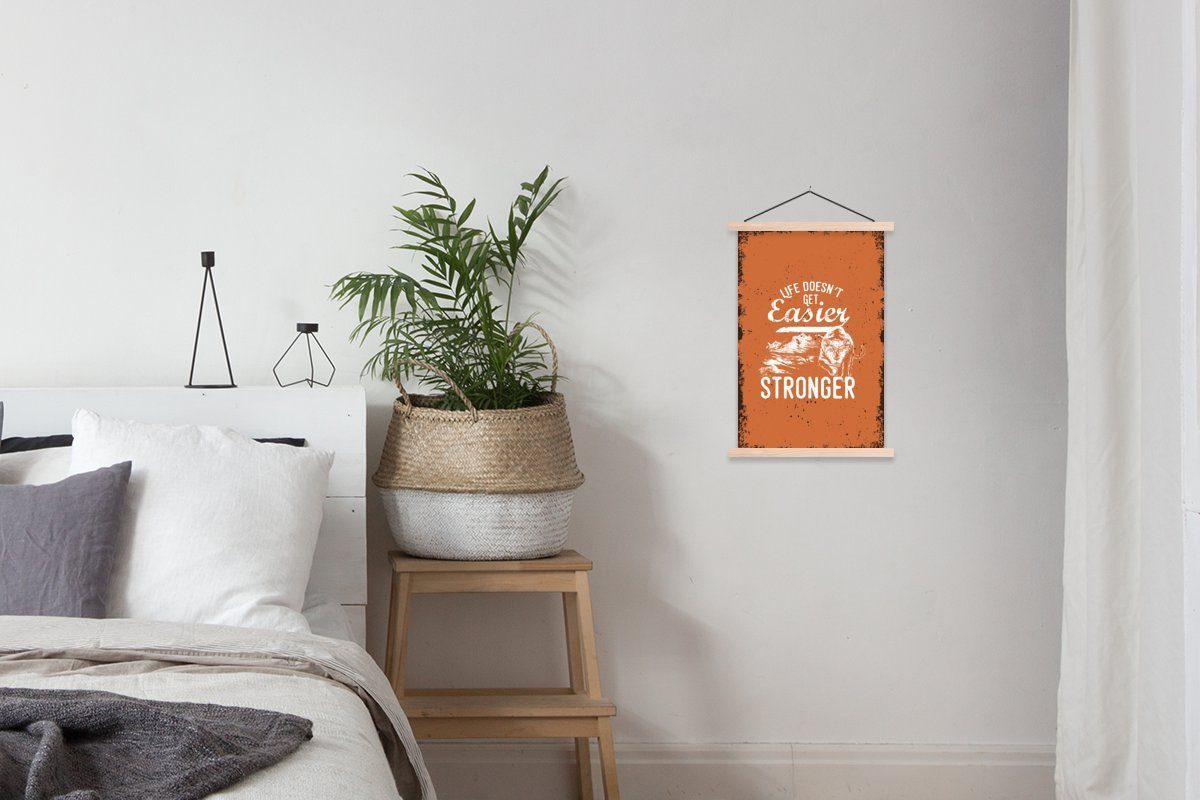 MuchoWow Poster Jahrgang - Bilderleiste, Textilposter Orange, (1 - Posterleiste, Tiger St), Magnetisch Wohnzimmer, für