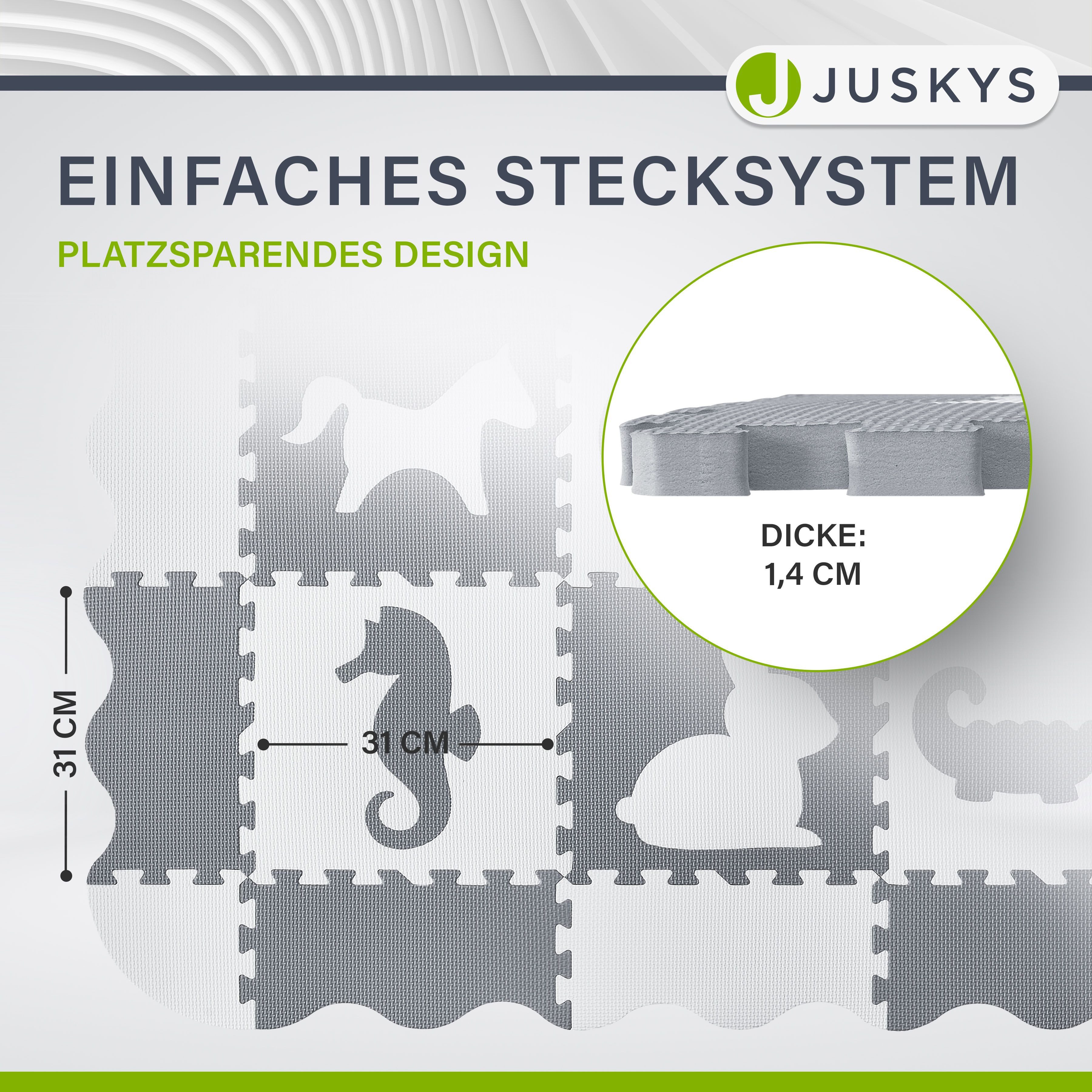 Juskys Puzzlematte Timon, mit 16 Tiermotive und Randelementen