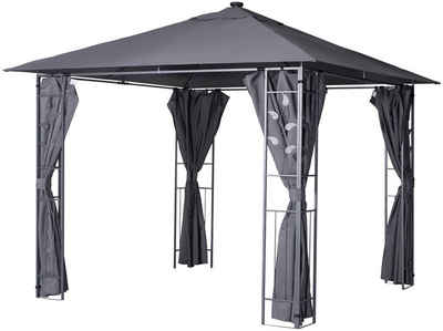 Livotion Pavillon, mit 4 Seitenteilen, mit LED Beleuchtung, in Blätteroptik, in 300x300 und 300x400cm