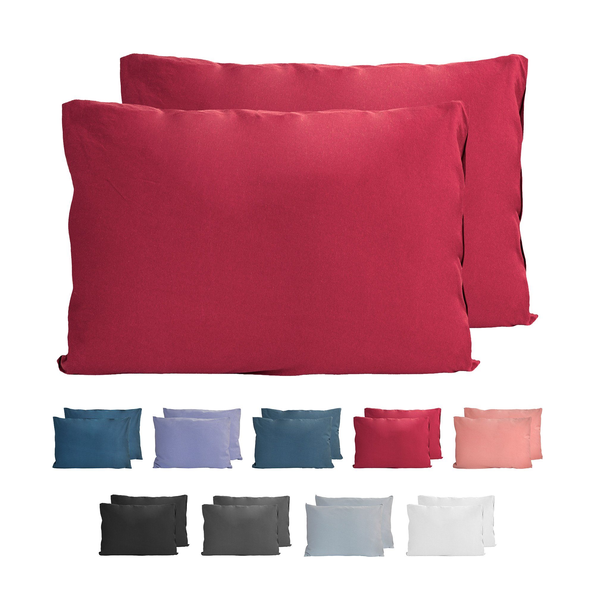 Komfortec Kissenbezug 100% Baumwolle, 150 g/m², (2 Stück), 40 x 60 cm, Kissenhülle, Superweicher Premium Jersey Kopfkissenbezug – Bild 2 von 5