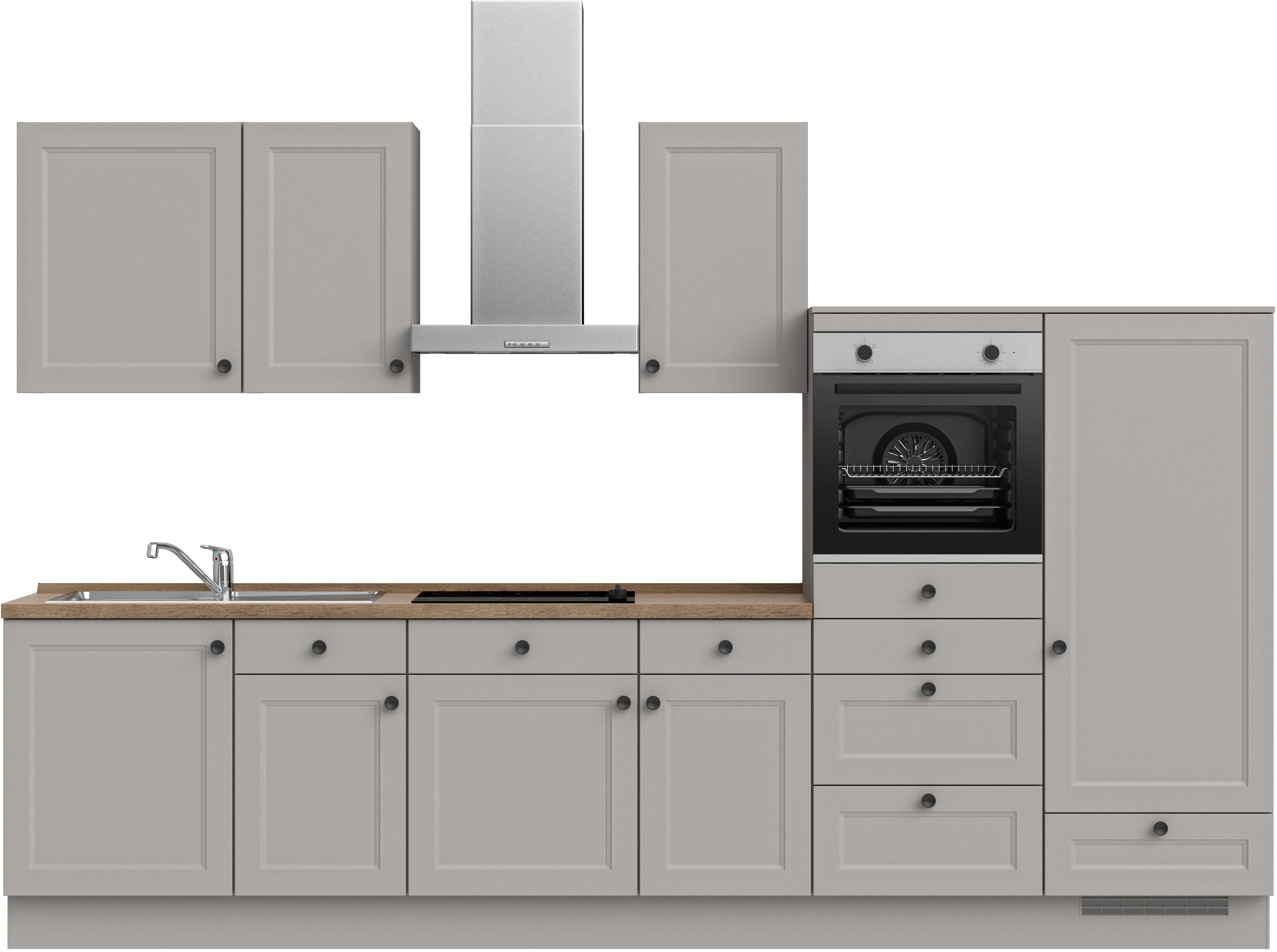 nobilia® Küchenzeile "Cascada I", vormontiert, Ausrichtung wählbar, Breite 330 cm, wahlw. mit E-Geräten