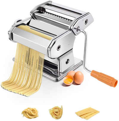 COSTWAY Nudelmaschine Pastamaschine, manuell, 6 Nudelstärke, inkl. 2 Nudelwalzen und eine Tischklemme, für Spaghetti, Fettuccine und Lasagne