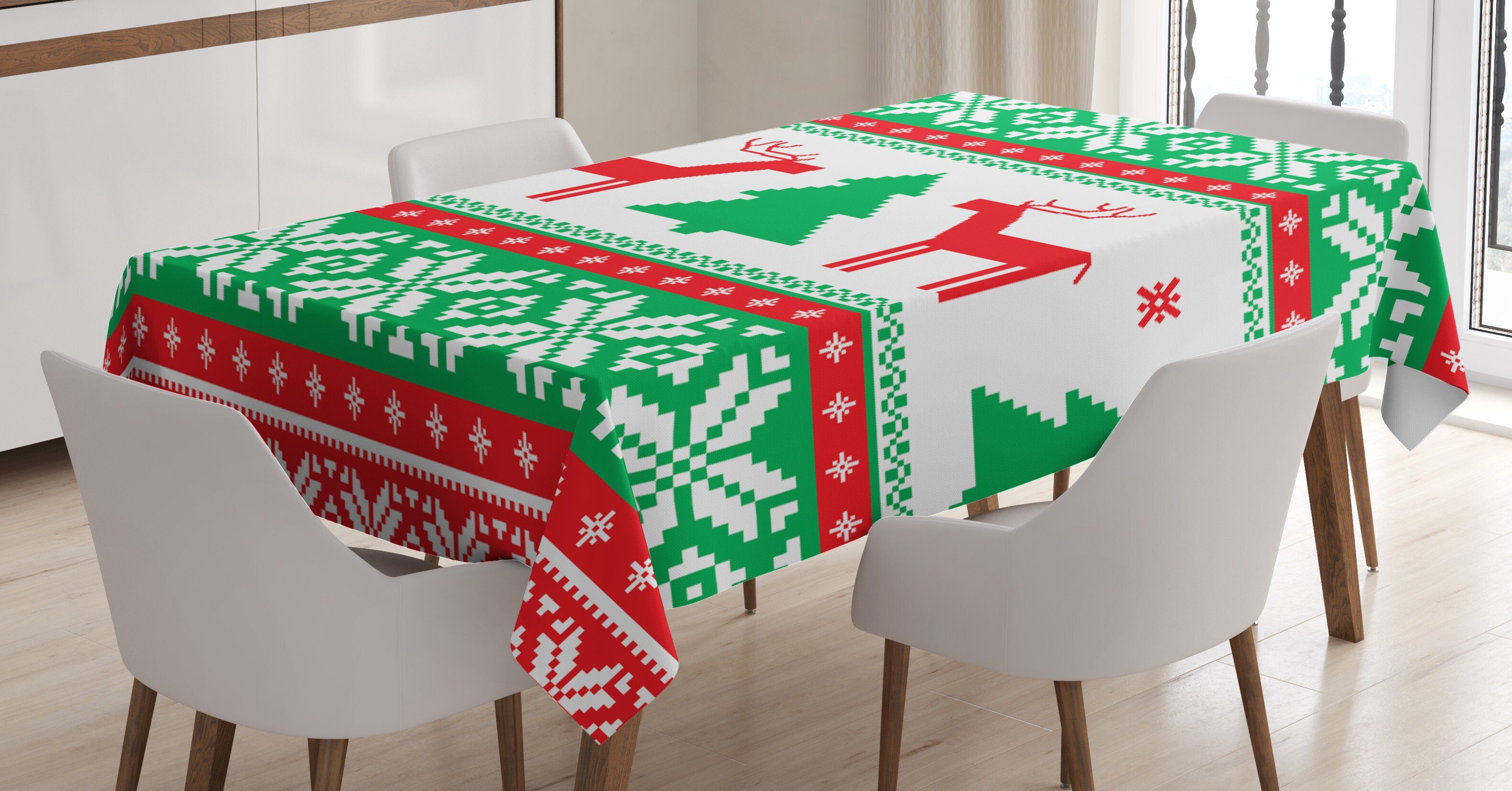 Abakuhaus Tischdecke Farbfest Waschbar Für den Außen Bereich geeignet Klare Farben, Weihnachten Ferienzeit Deer