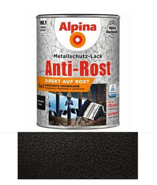Alpina Metallschutzlack Alpina Metallschutz-Lack Anti-Rost Rostschutz Grundierung 750 ml, Spezialfarbe für die Anwendung direkt auf Rost