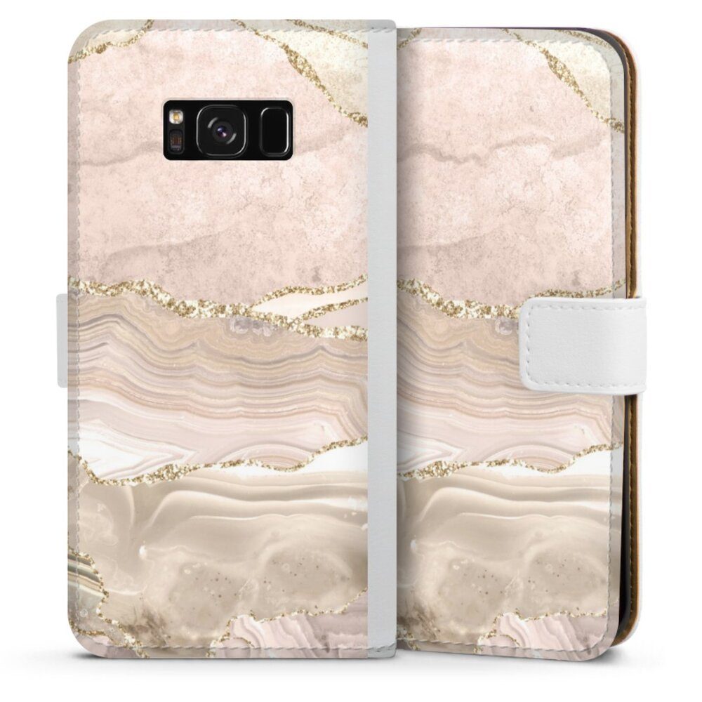DeinDesign Handyhülle Glitzer Look Marmor Utart Rose Marble Dream Golden Stripes, Samsung Galaxy S8 Plus Hülle Handy Flip Case Wallet Cover