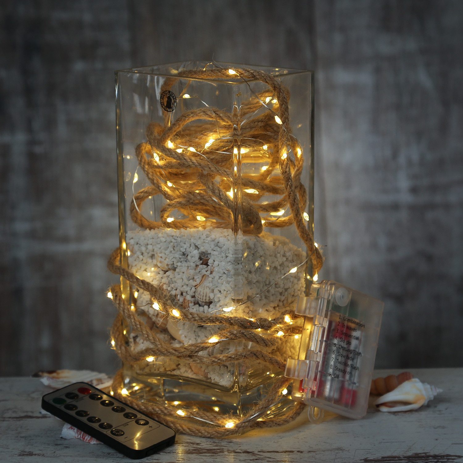 MARELIDA LED-Lichterkette Seil Jute maritim Deko Kordel Tau 200LED 10m Timer 8 Funkt. Outdoor, 200-flammig – Bild 3 von 4