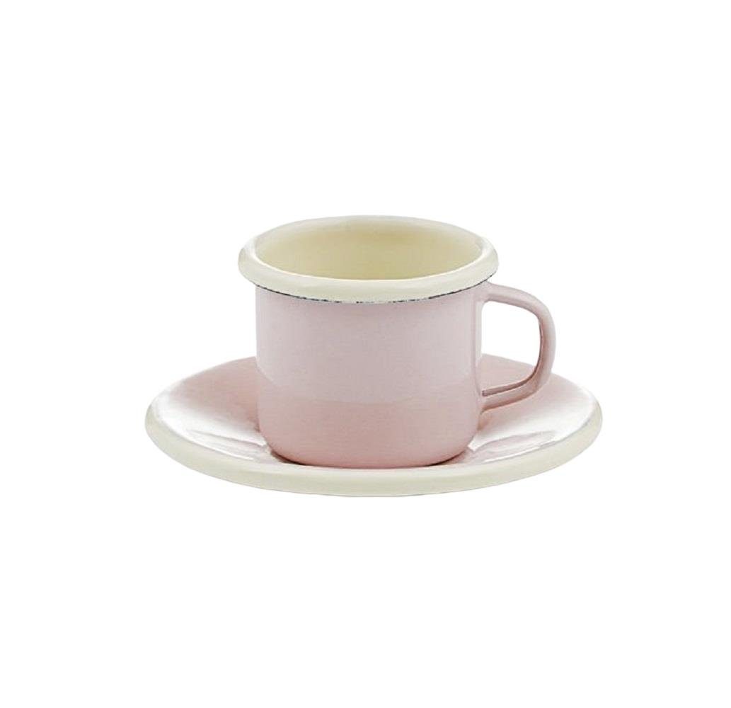 kleines Tasse Emaille Emaille, Pastell und Tasse Linoows Gedeck Gedeck, Untertasse Rosa, Mokkagedeck Espresso