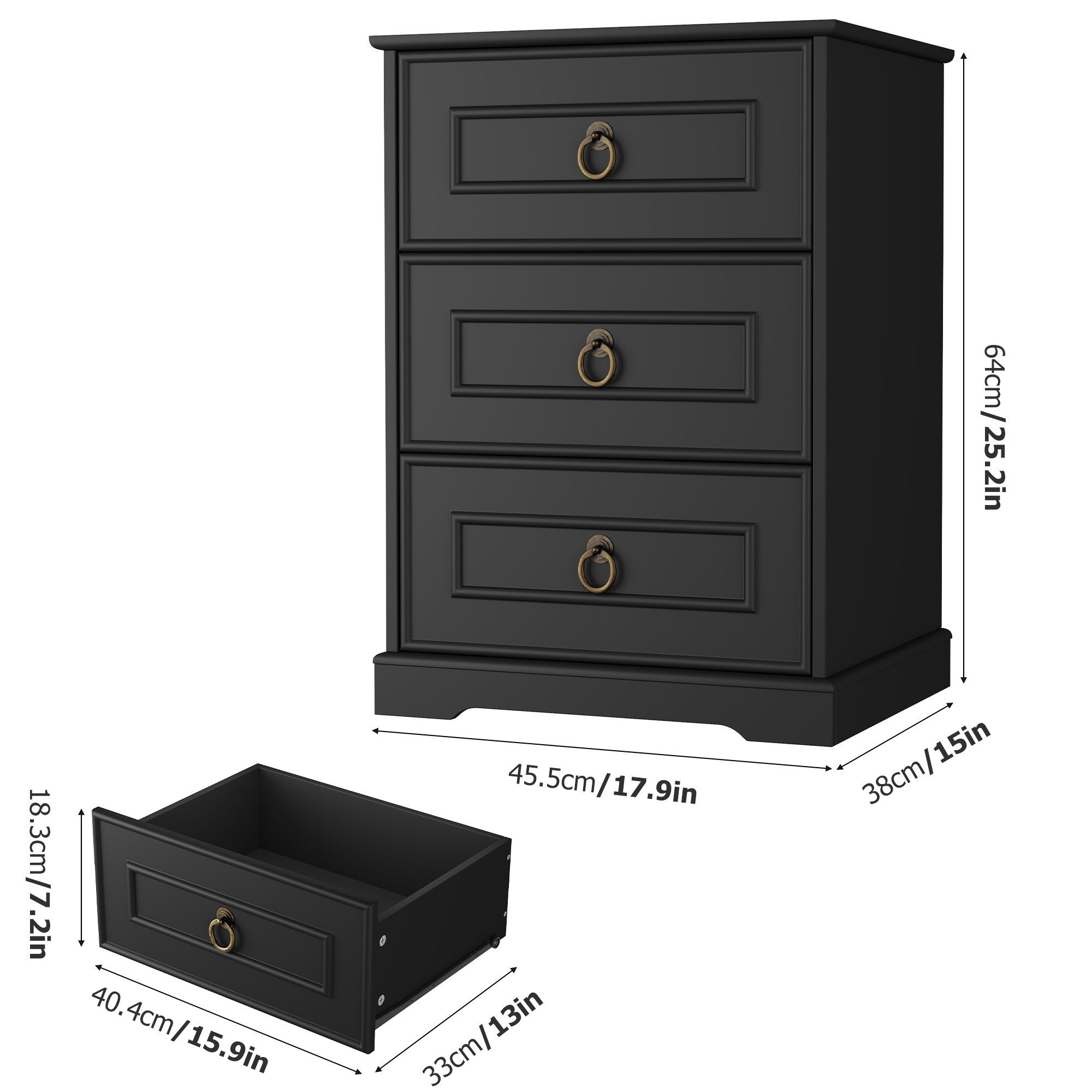 Homfa Nachttisch Nachtschrank Nachtkommode Nachtkonsole, mit 3 Schbuladen, günstig online kaufen