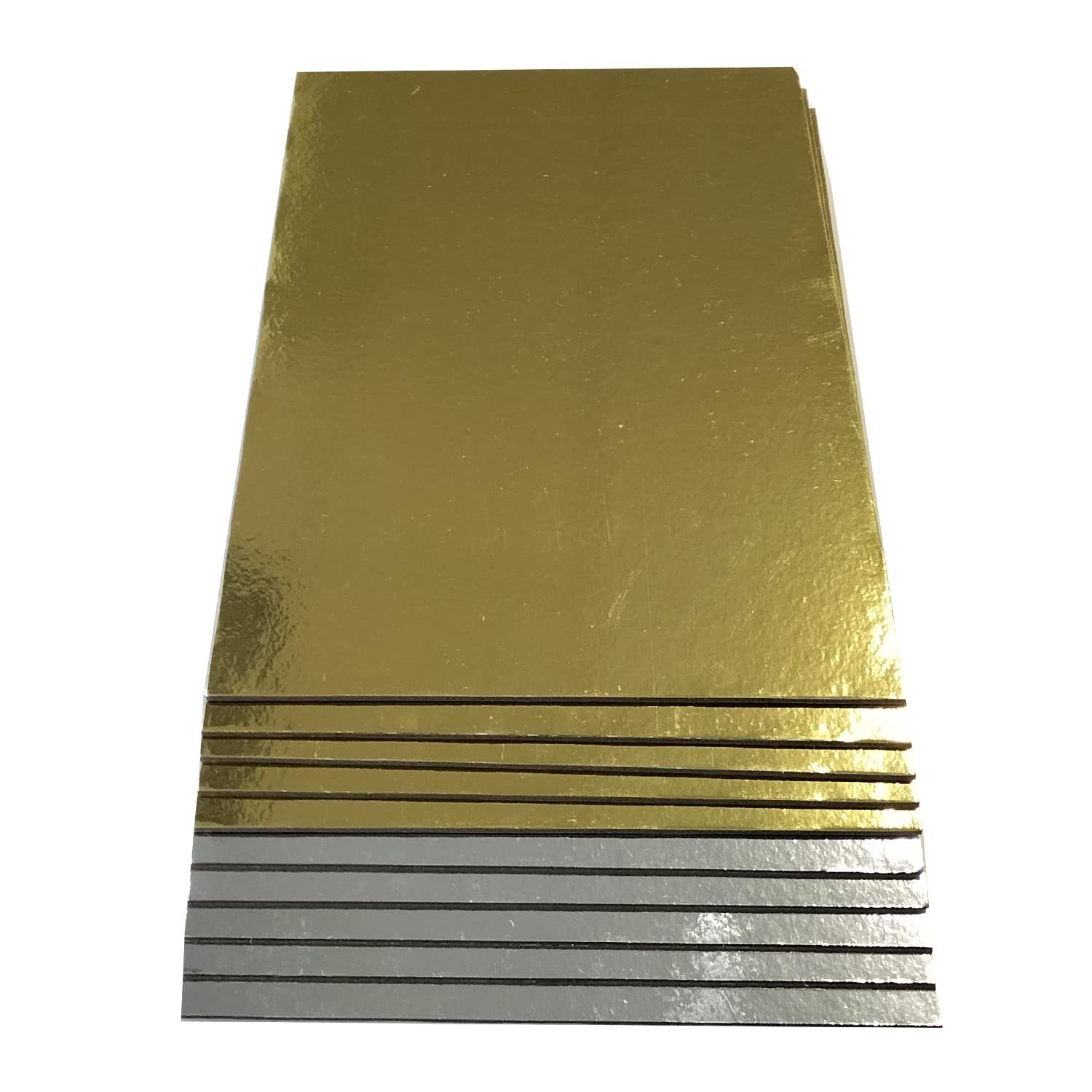 KITCHENDREAM Tortenplatte CakeBoard Set Kuchenplatte eckig gold UND silber in 3 mm starker Pappe, (5-tlg) | Tortenplatten