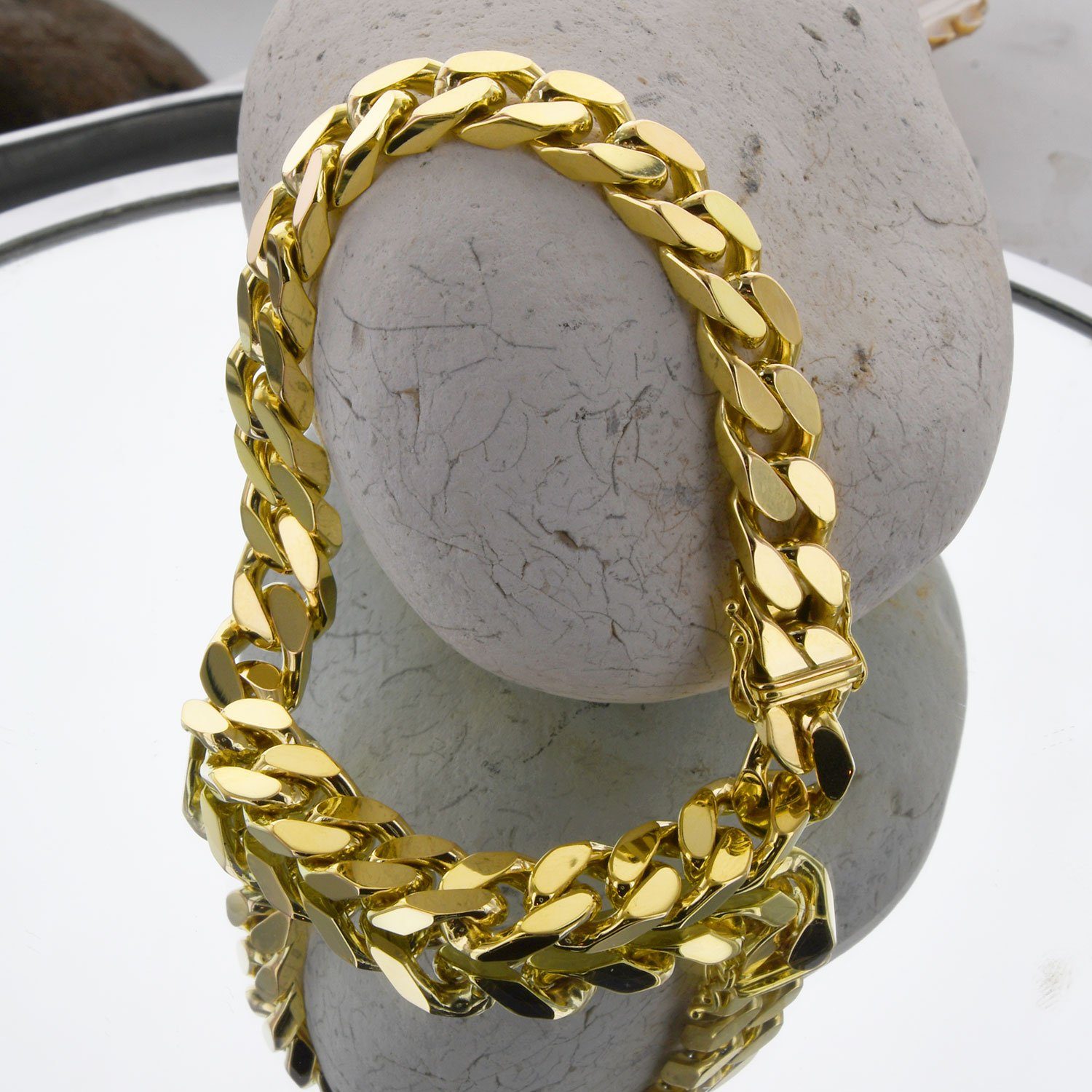 HOPLO Goldarmband Goldarmband Panzerkette Breite 7,0 mm - 19 cm massiv 585-14 Karat Gold, Made in Germany – Bild 4 von 5