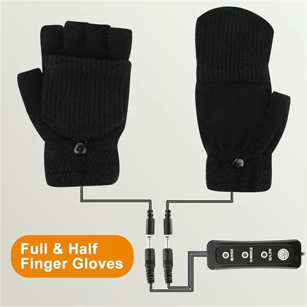 autolock Strickhandschuhe USB-Heizhandschuhe, waschbare volle & halbe Fingerabdeckung, gestrickte Handschuhe, Ein-Finger-Handschuhe