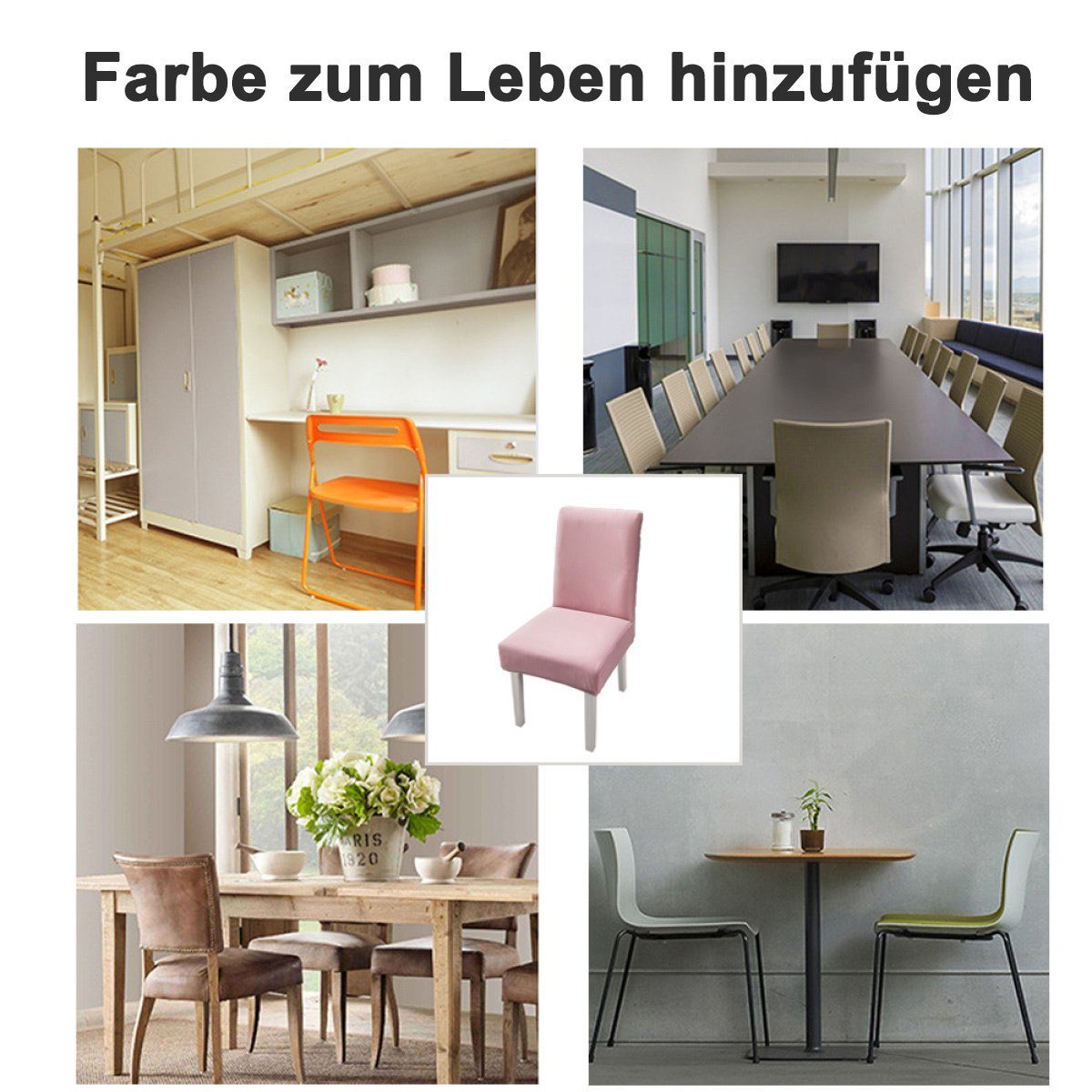 für Stuhlschutzbezüge, Stretch-Stuhlhussen beige Juoungle das abnehmbare Esszimmer, Stuhlhusse