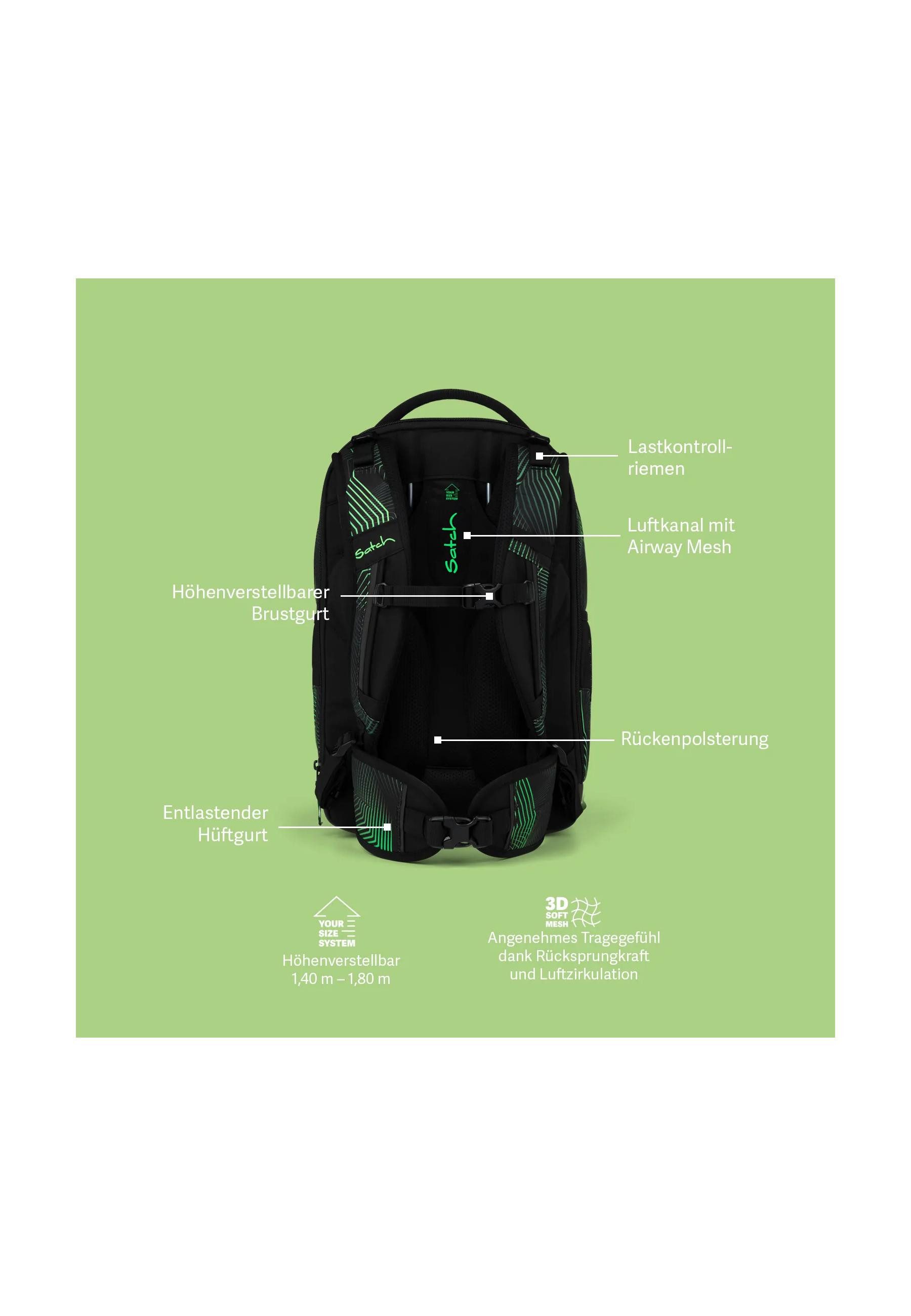 Satch Schulrucksack match plus . (1-tlg), größenverstellbares Rückensystem