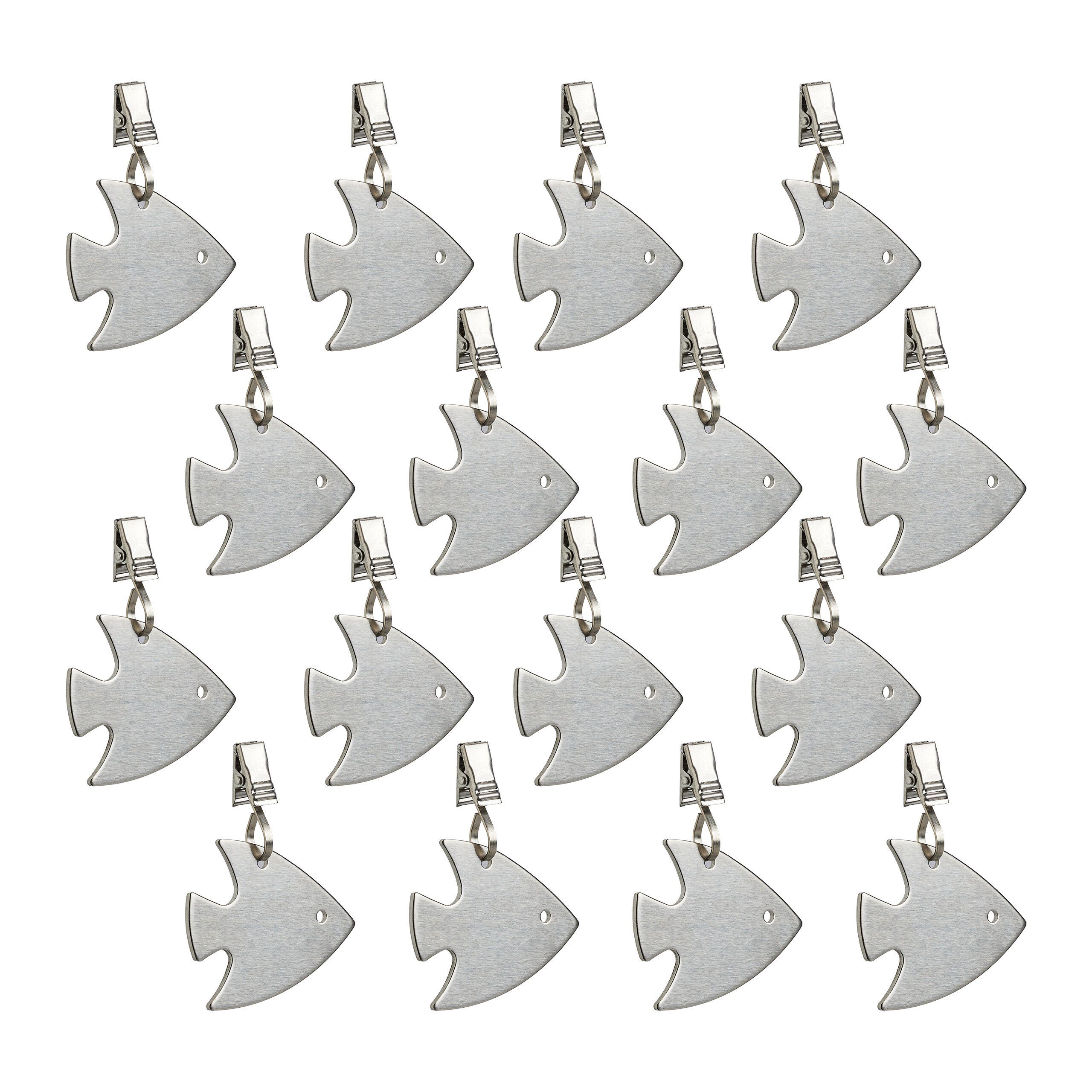 relaxdays Tischtuchklammer Tischdeckenbeschwerer Fisch 16er Set