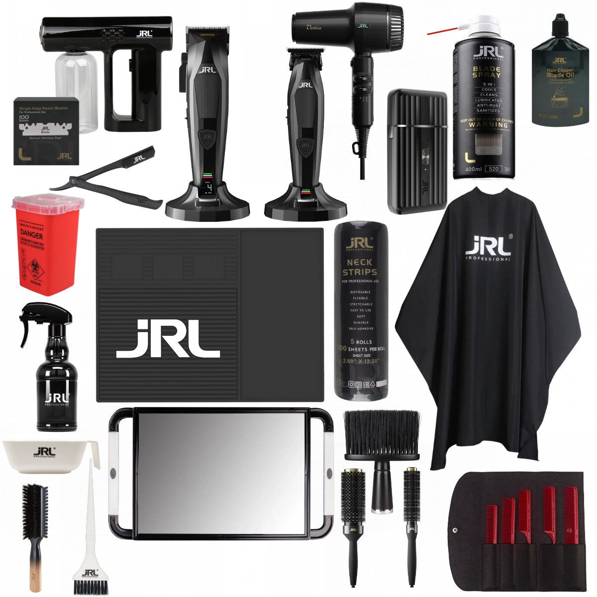 JRL Haarschneider Friseursets, Komplettset bestehend aus Clipper, Trimmer usw., Profi Barber Komplettset, kabellos & leistungsstark