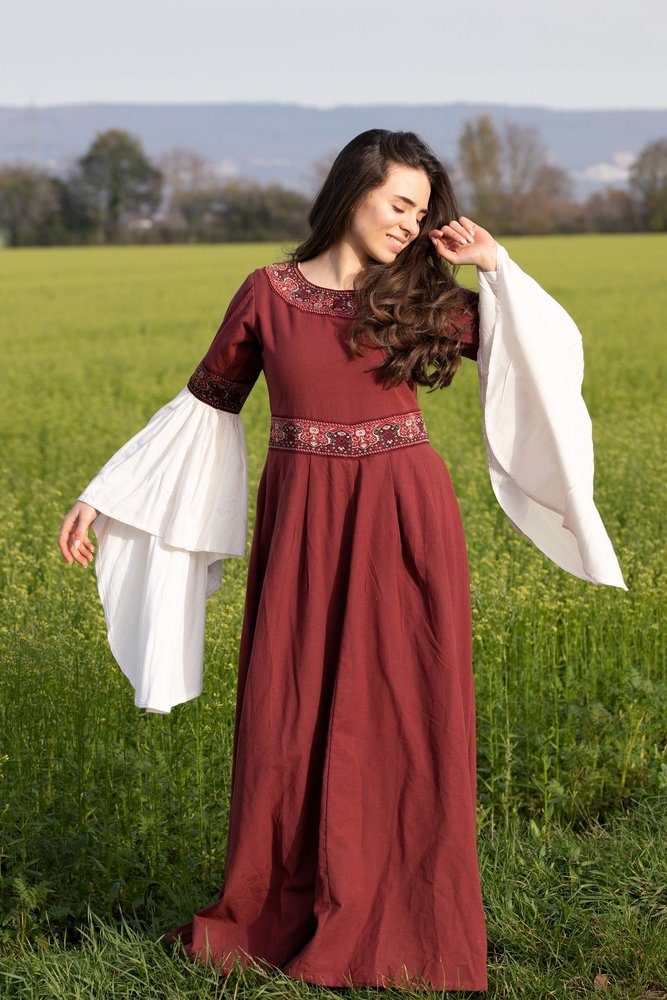 Leonardo Carbone Ritter-Kostüm Edles Kleid mit Bordüre "Yala" Rot