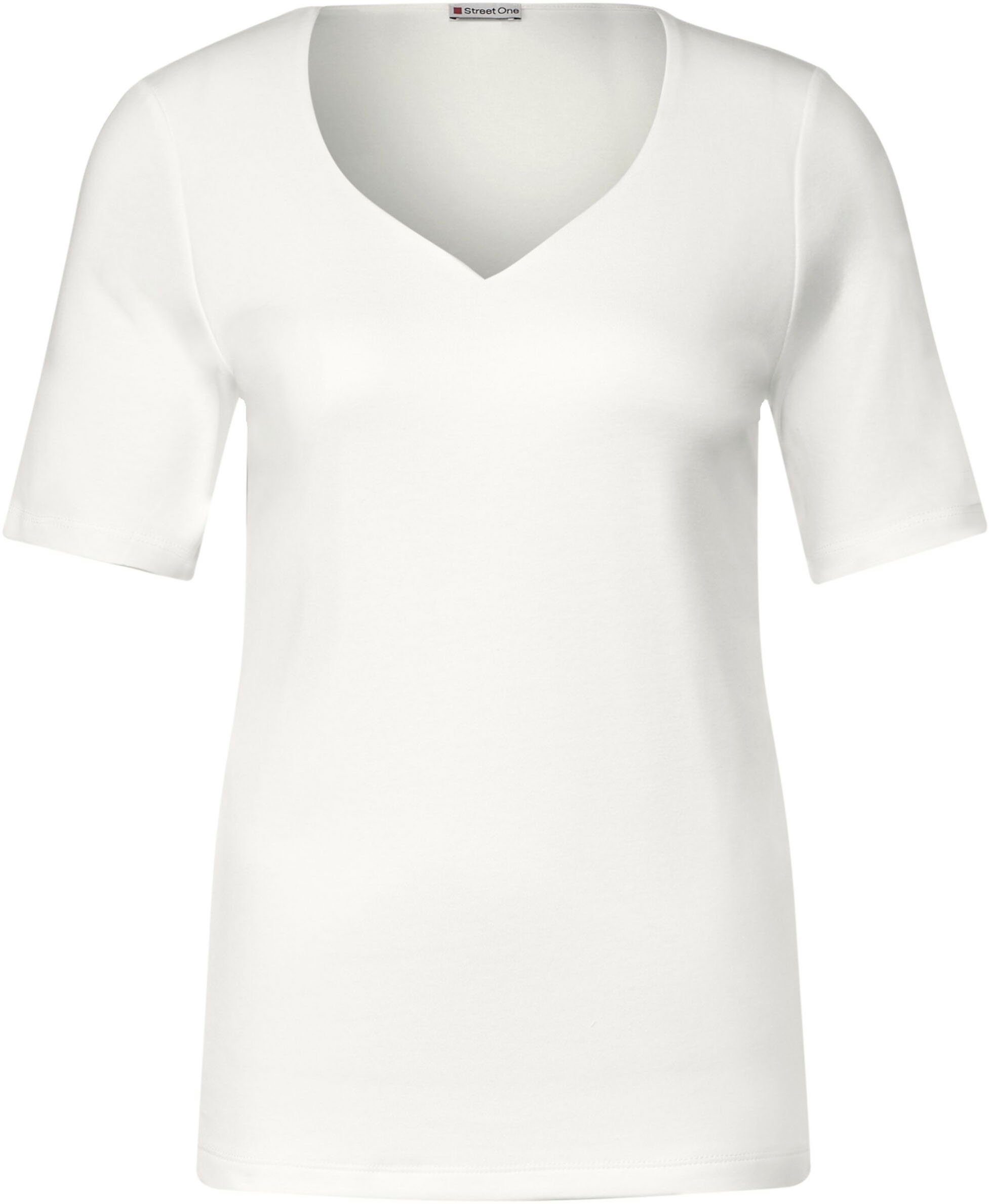 STREET ONE off mit T-Shirt Herz-Ausschnitt white